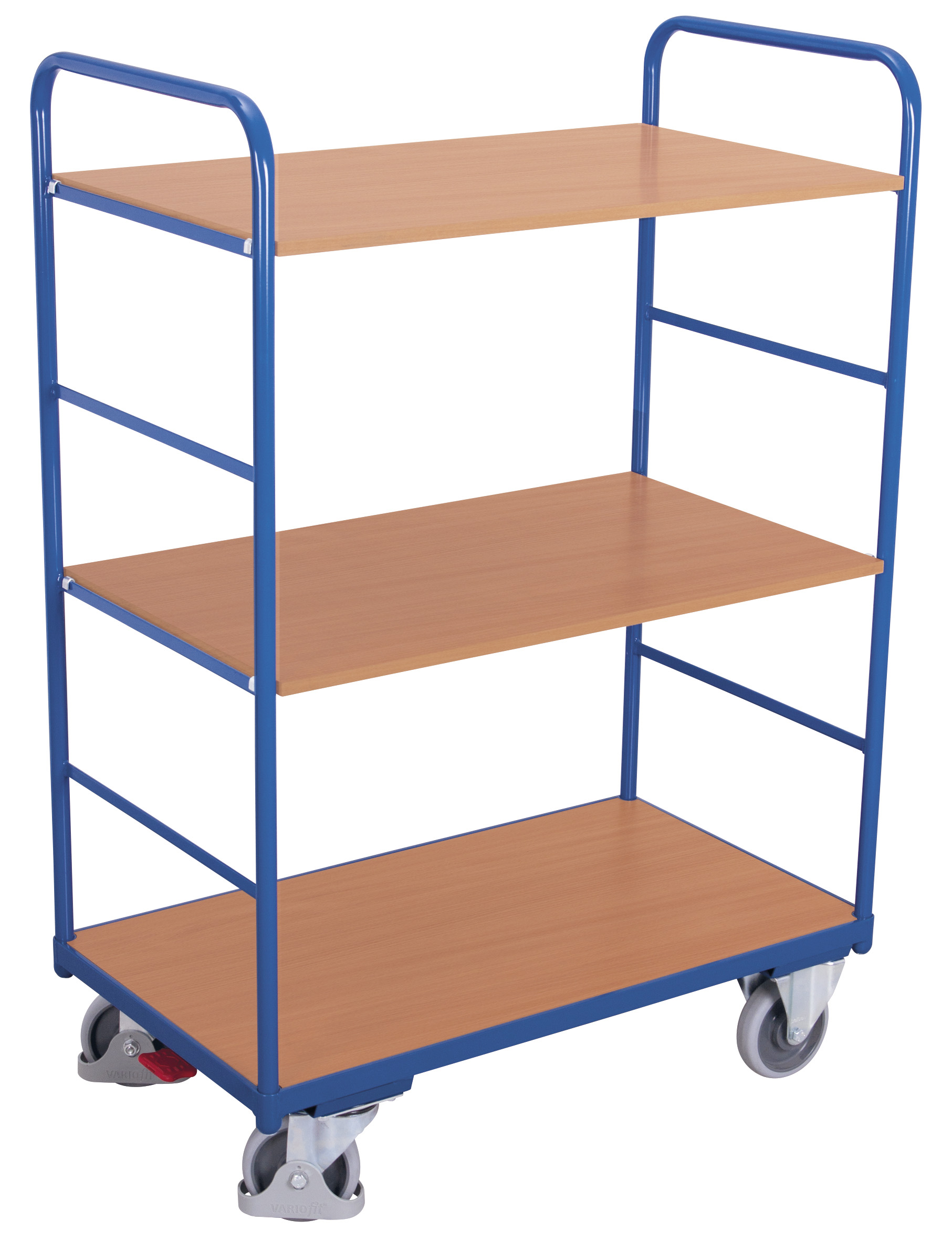 Schlanker Etagenwagen hoch 910 × 500 × 1530 mm mit zwei Holz-Etagenböden, 250 kg Traglast, RAL 5010, ideal für Lager & Werkstatt Voluminöser Etagenwagen hoch 1260 × 800 × 1530 mm mit zwei Holz-Etagenböden, 250 kg Traglast, RAL 5010, ideal für Lager & Werkstatt