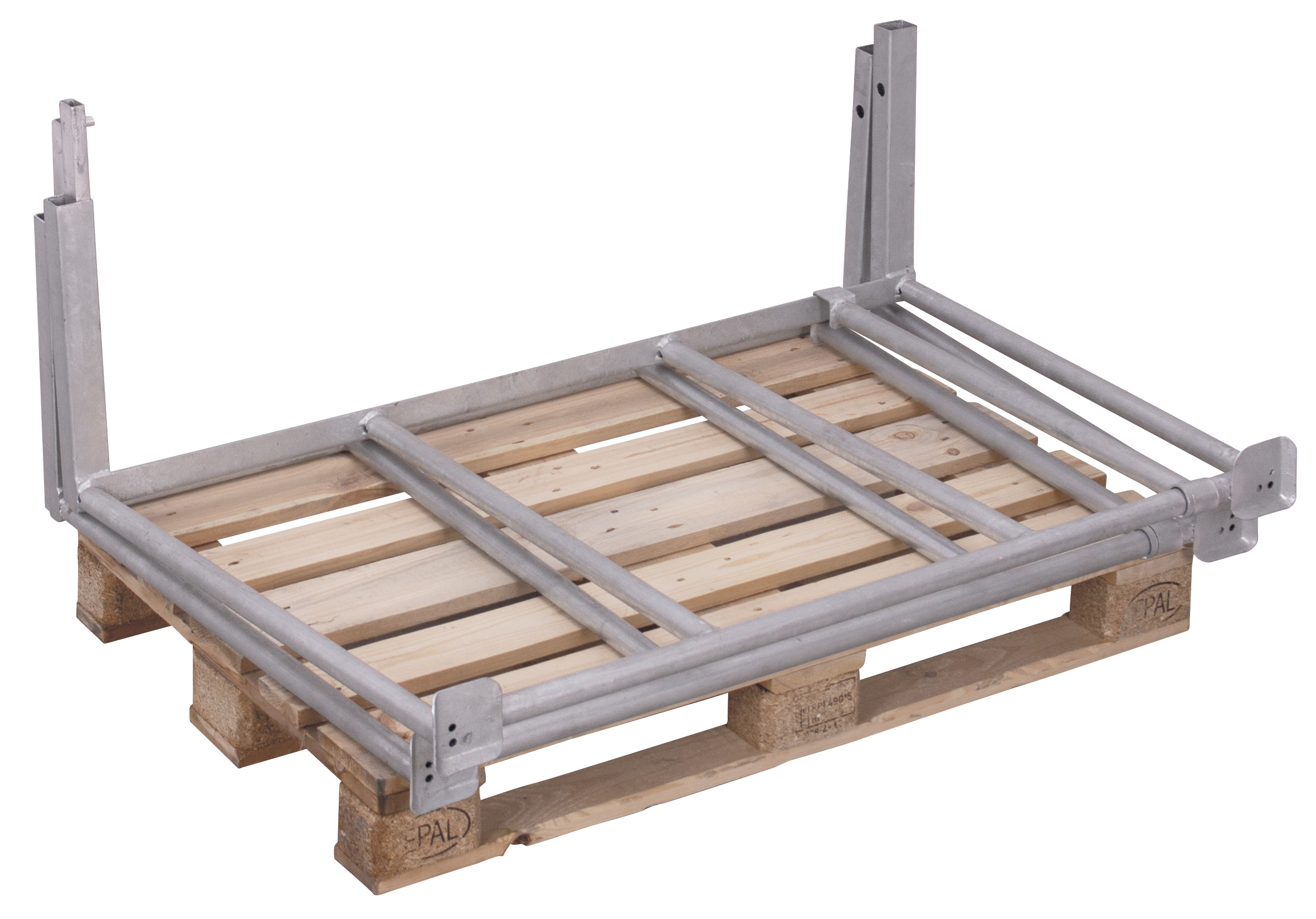 Strapazierfähiger Palettenaufsatz Typ 75, 1200 × 800 mm, verzinkt, Nutzhöhe 1555 mm, 1000 kg Auflast, klappbar, stapelbar