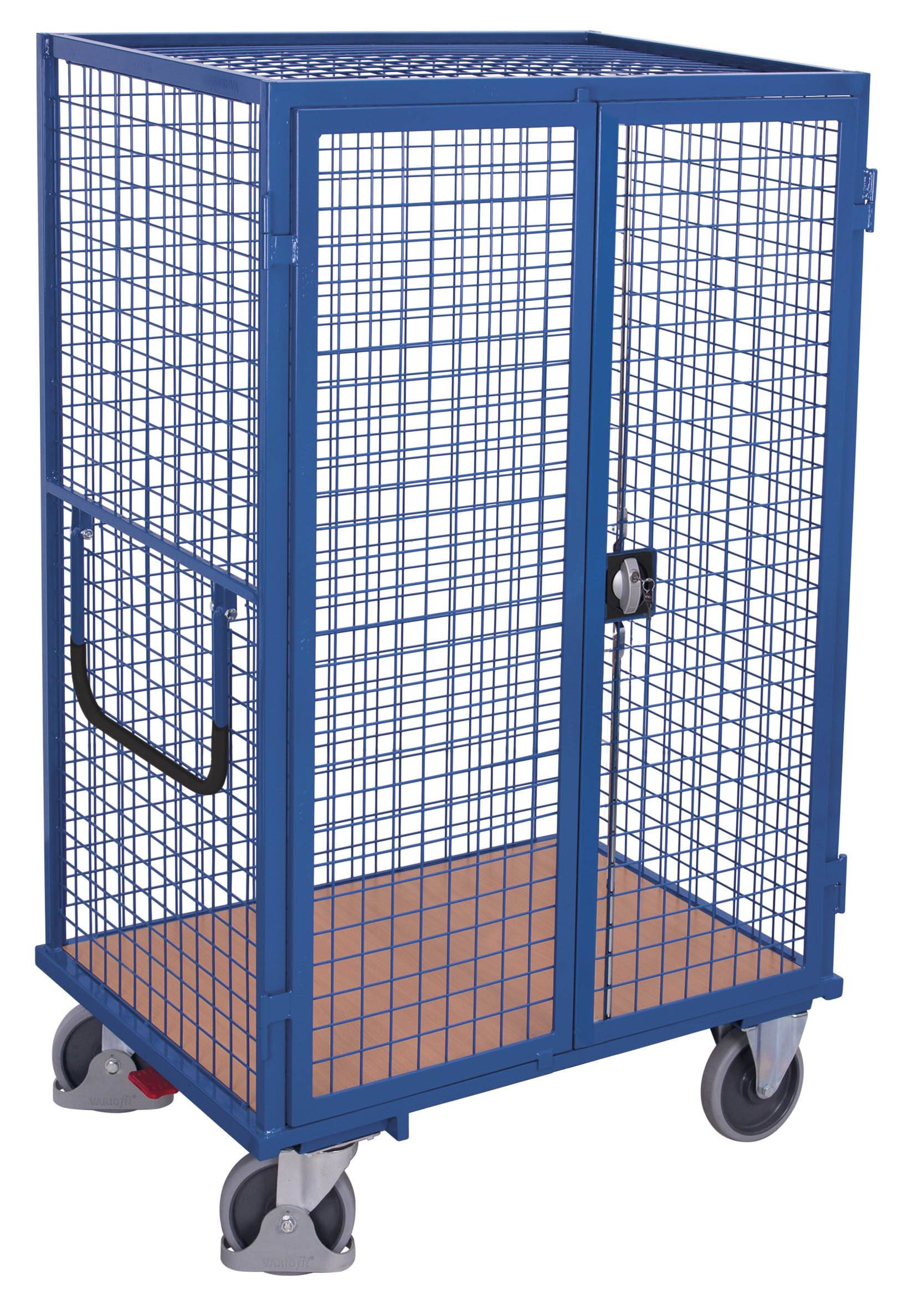 Abschließbarer fest verschweißter Etagenwagen mit Doppelflügeltür, 1115×730×1810 mm, 500 kg Traglast, RAL 5010