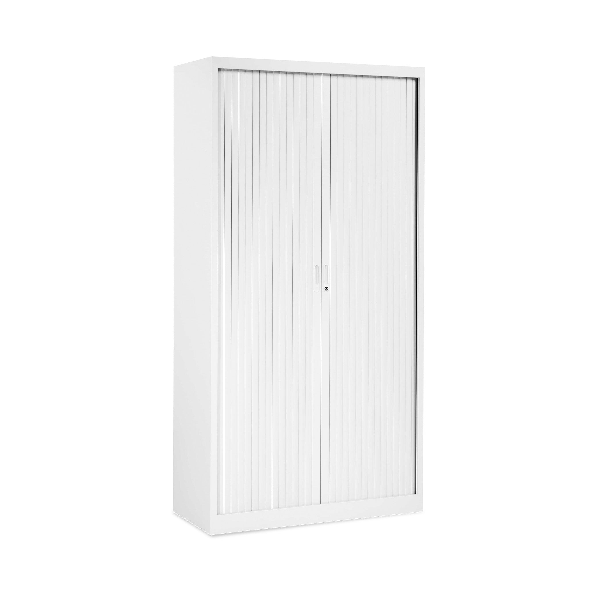 Hoher Rollladenschrank 1200 × 450 × 1950 mm, farbe signalweiß/weiß, 5 Ordnerhöhen, 4 Fachböden Hoher Rollladenschrank 1200 × 450 × 1950 mm, farbe signalweiß/weiß, 5 Ordnerhöhen, 4 Fachböden