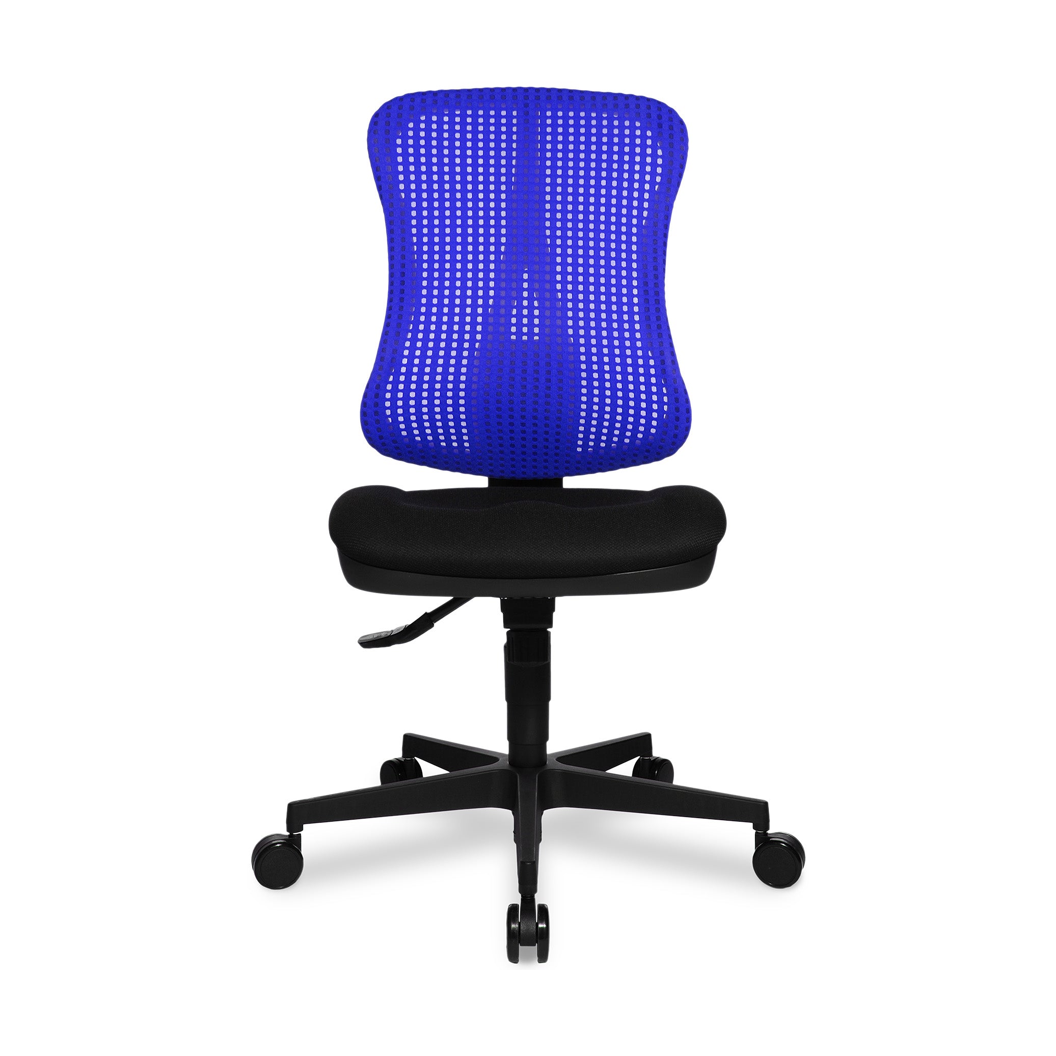 Bürodrehstuhl Headpoint – Ergonomischer Bürostuhl mit verstellbarer Rückenlehne & Lendenwirbelstütze, Blaues Polster | GS geprüft