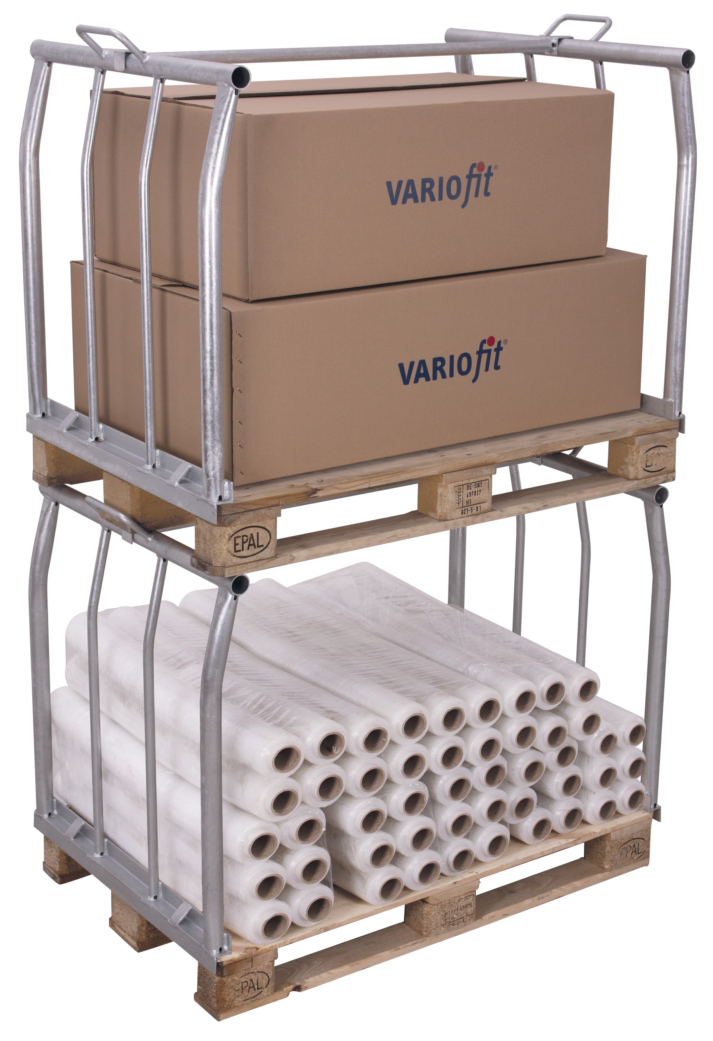 Langlebiger Palettenaufsatz Typ 66, verzinkt, 1200 × 800 mm, 800 mm Höhe, 500 kg Auflast, ideal für Lager & Transport