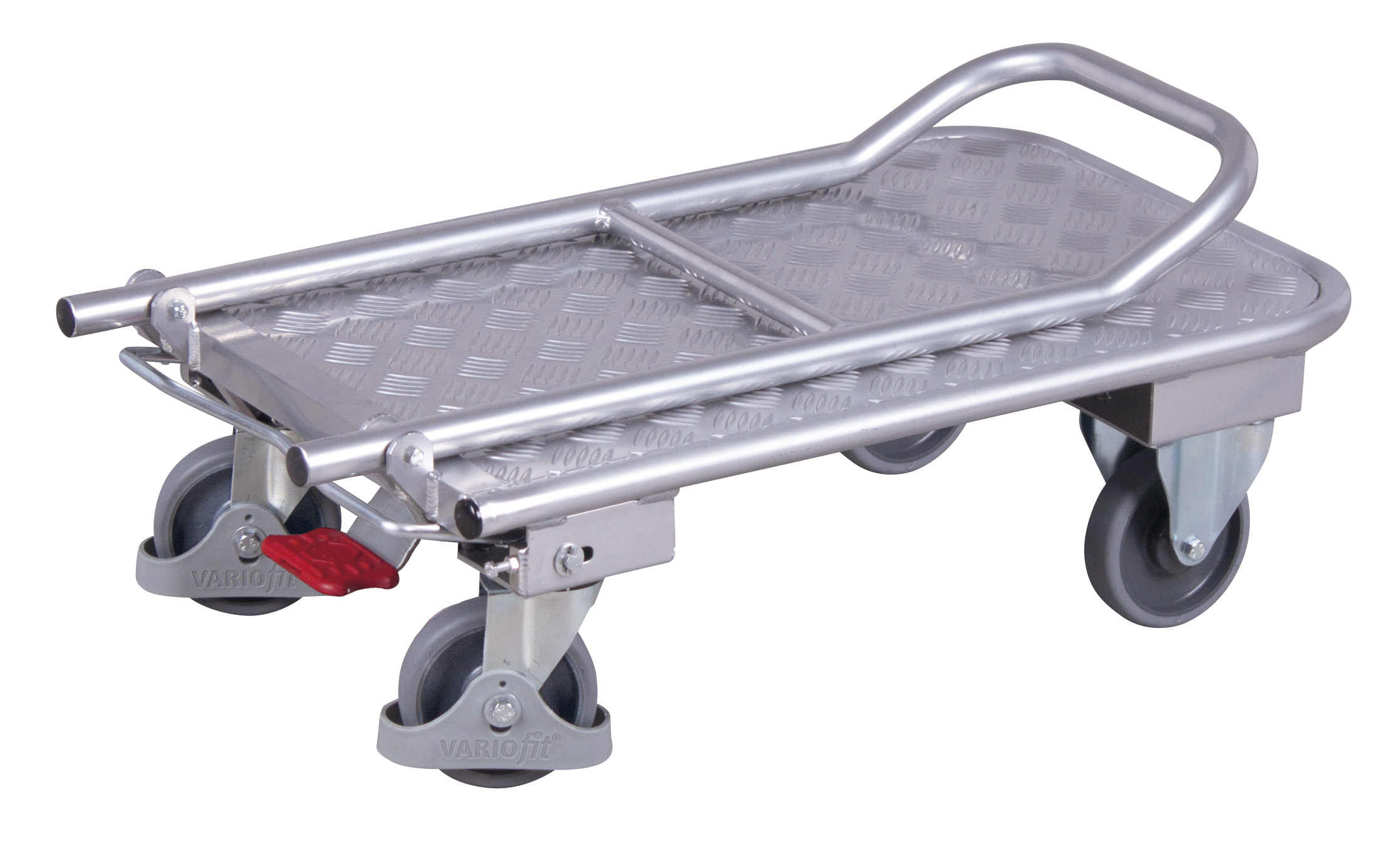 Robuster Aluminium Klappbügelwagen 995 × 600 mm mit Riffelblech-Ladefläche, 200 kg Traglast, ideal für Lager & Werkstatt