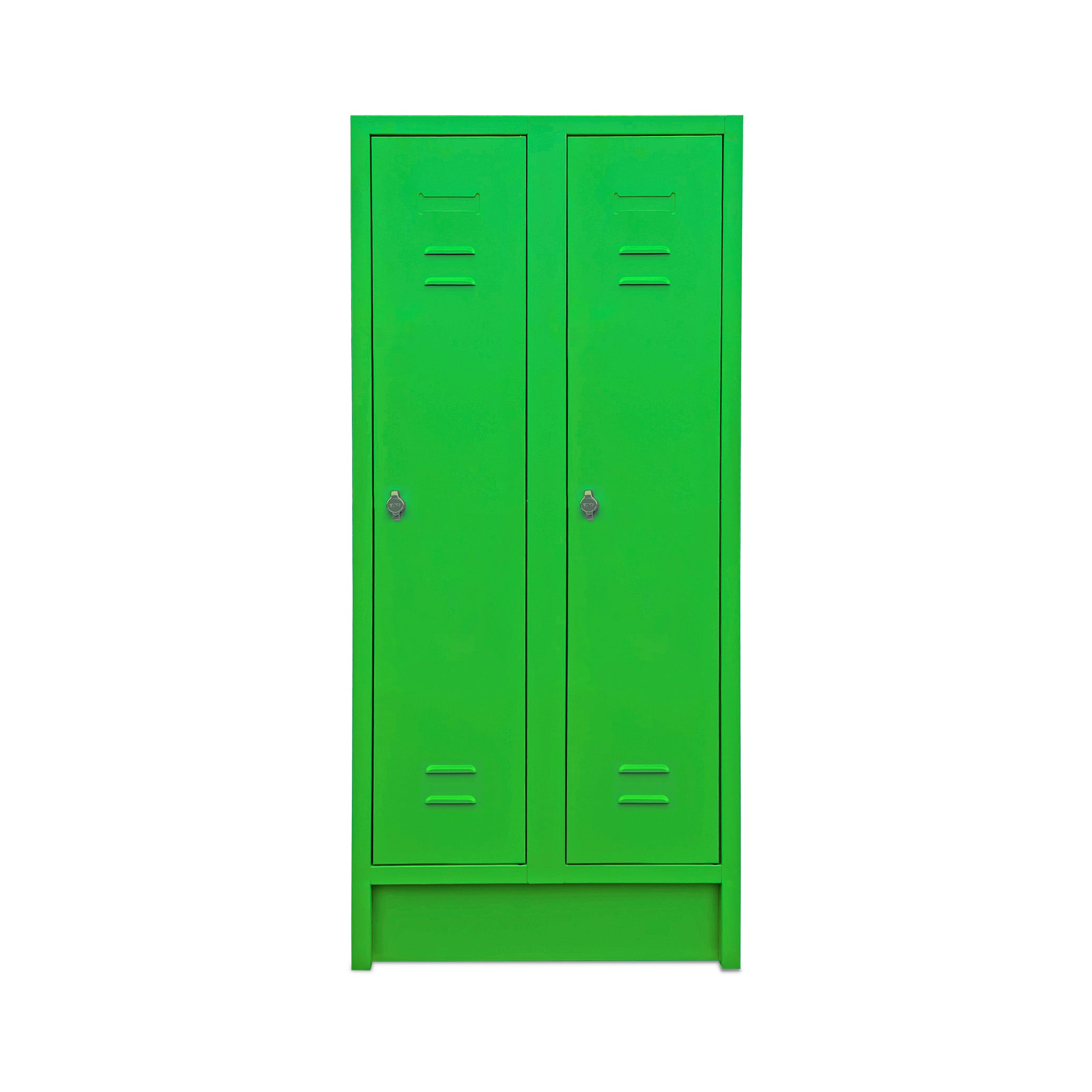 Praktischer Schulspind, 2 Abteile mit je 1 Fach, 1600 mm hoch, Farbe Gelbgrün