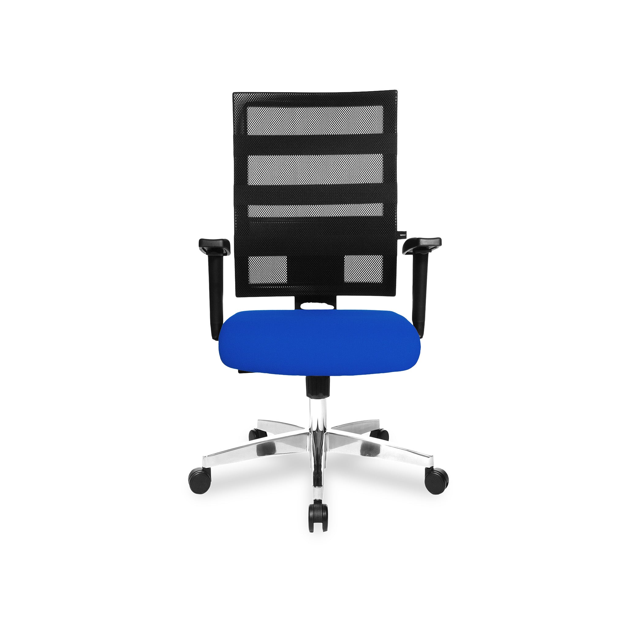 Bürodrehstuhl X-Pander – Moderner Bürostuhl mit Netzrücken & atmungsaktiver Sitzfläche, Blaues Polster | GS geprüft