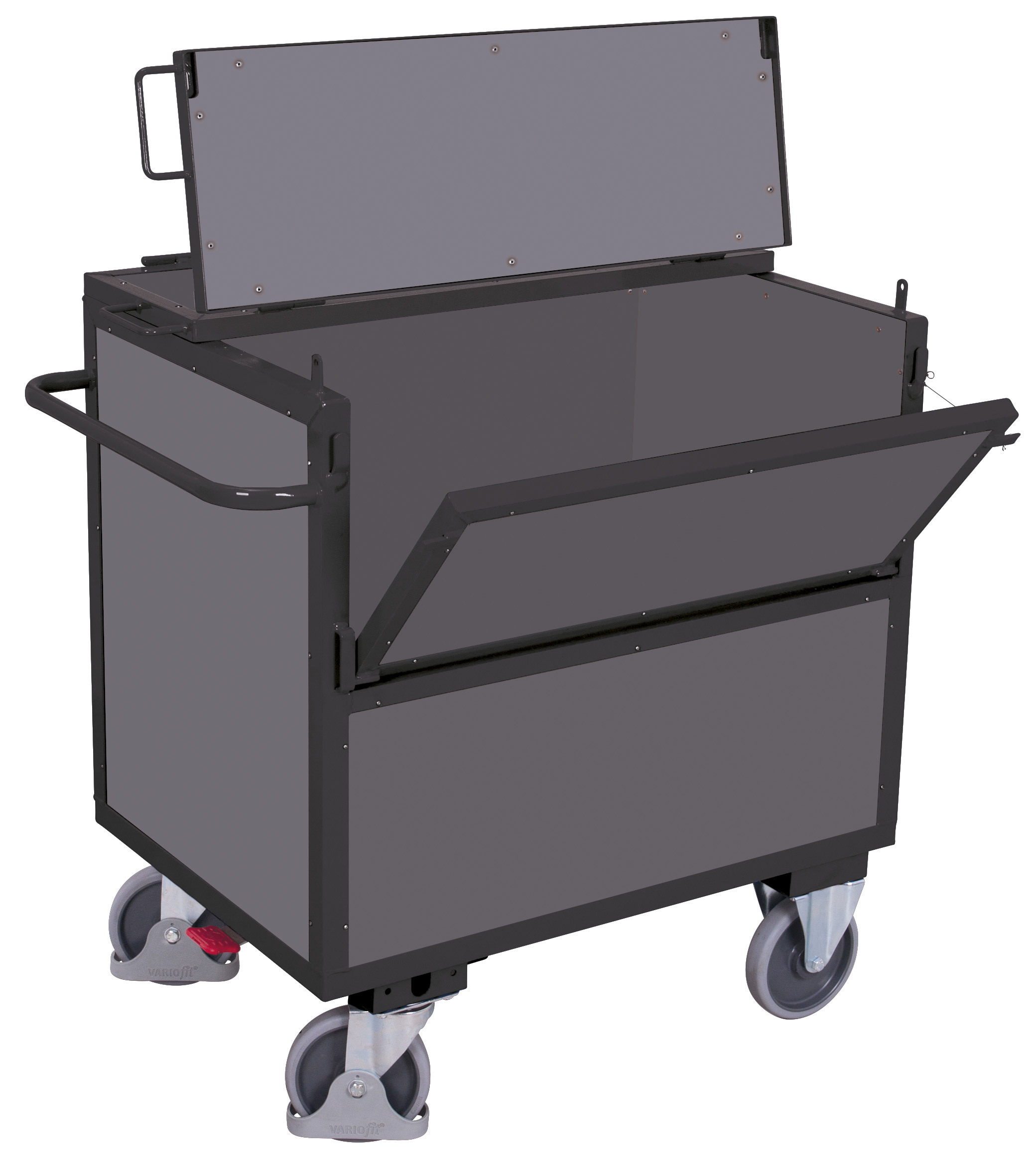 Stabiler Holzkastenwagen 1330 × 830 mm mit Deckel, 500 kg Traglast, RAL 7016, ideal für Lager & Werkstatt