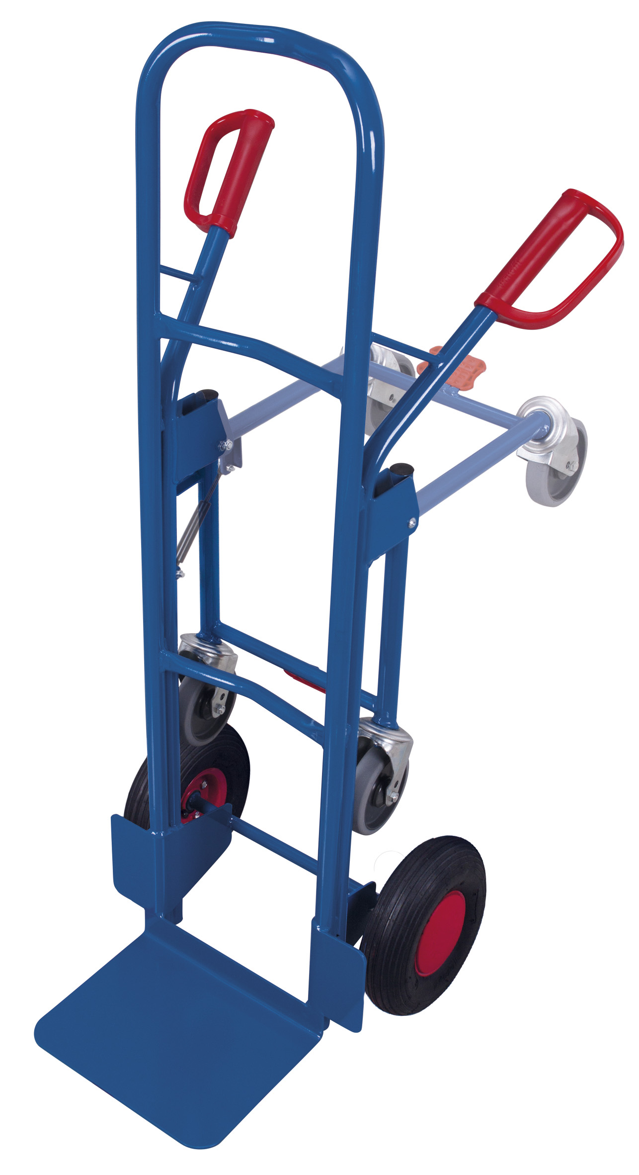 Stabile Stahlrohrkarre mit 2 Stützrädern, Luftbereifung, 250 kg Traglast, RAL 5010 – ideal für ergonomisches Handling im Lager Stabile Stahlrohrkarre mit 2 Stützrädern, Luftbereifung, 250 kg Traglast, RAL 5010 – ideal für ergonomisches Handling im Lager