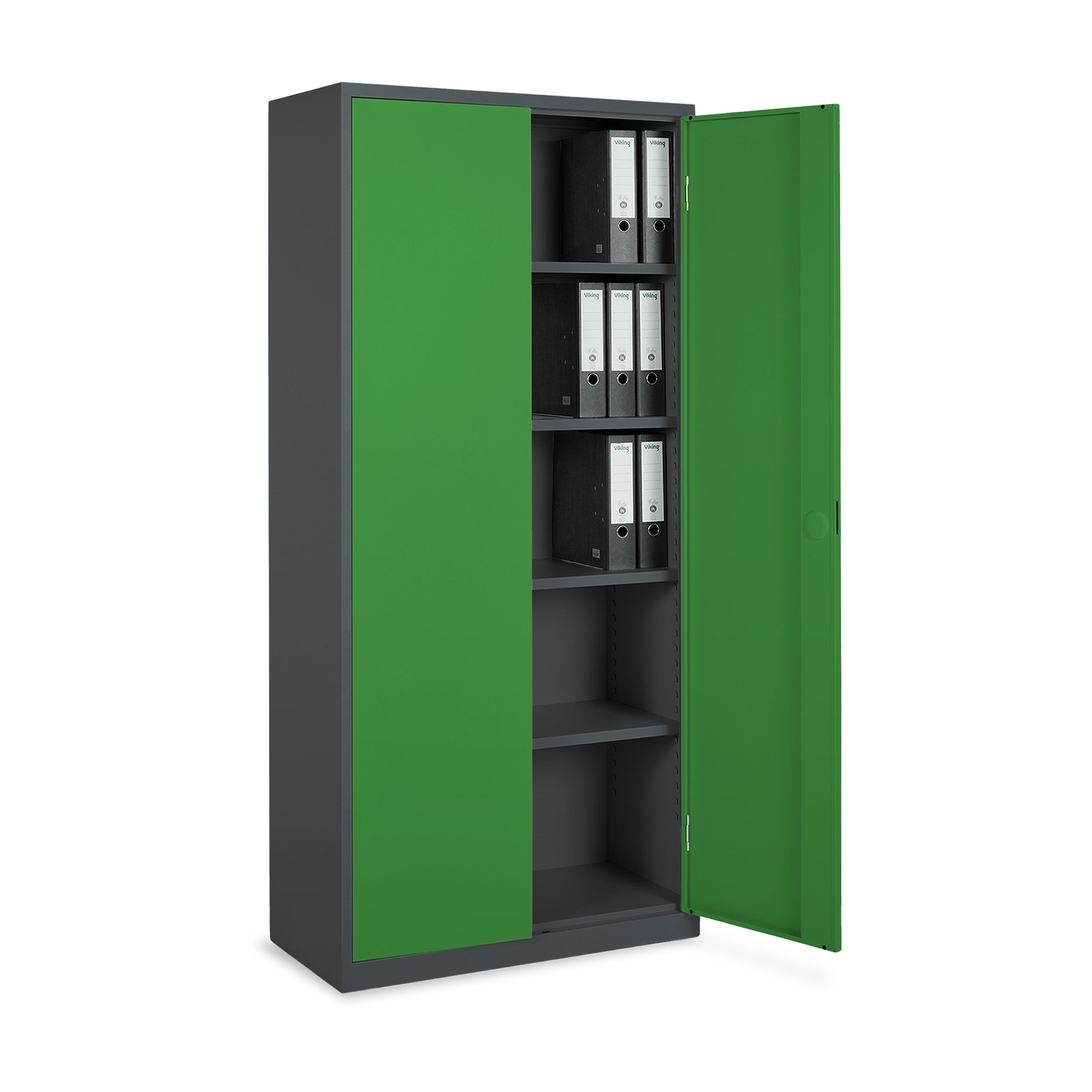 Stilvoller Stahl-Aktenschrank 5  Ordnerhöhen – 920 x 420 mm – Anthrazitgrau/Gelbgrün für moderne Büros
