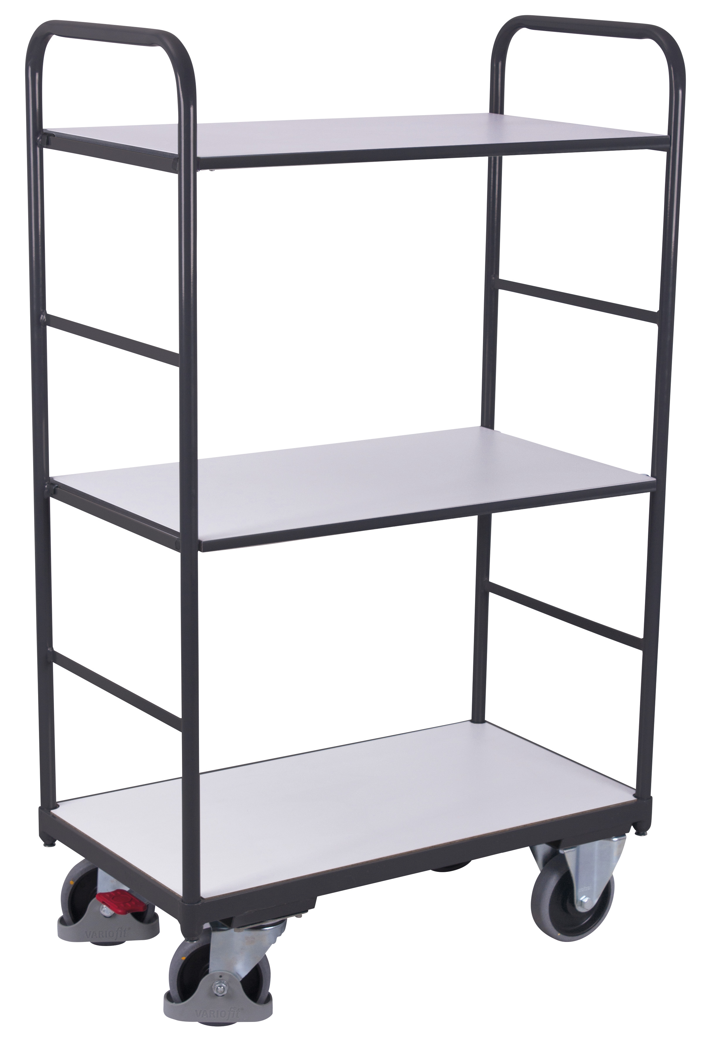 Schmaler ESD Etagenwagen hoch 910 × 500 × 1530 mm, elektrisch leitfähig, Farbe RAL 7024 Hoher ESD Etagenwagen 1260 × 800 × 1530 mm, elektrisch leitfähig, Farbe RAL 7024