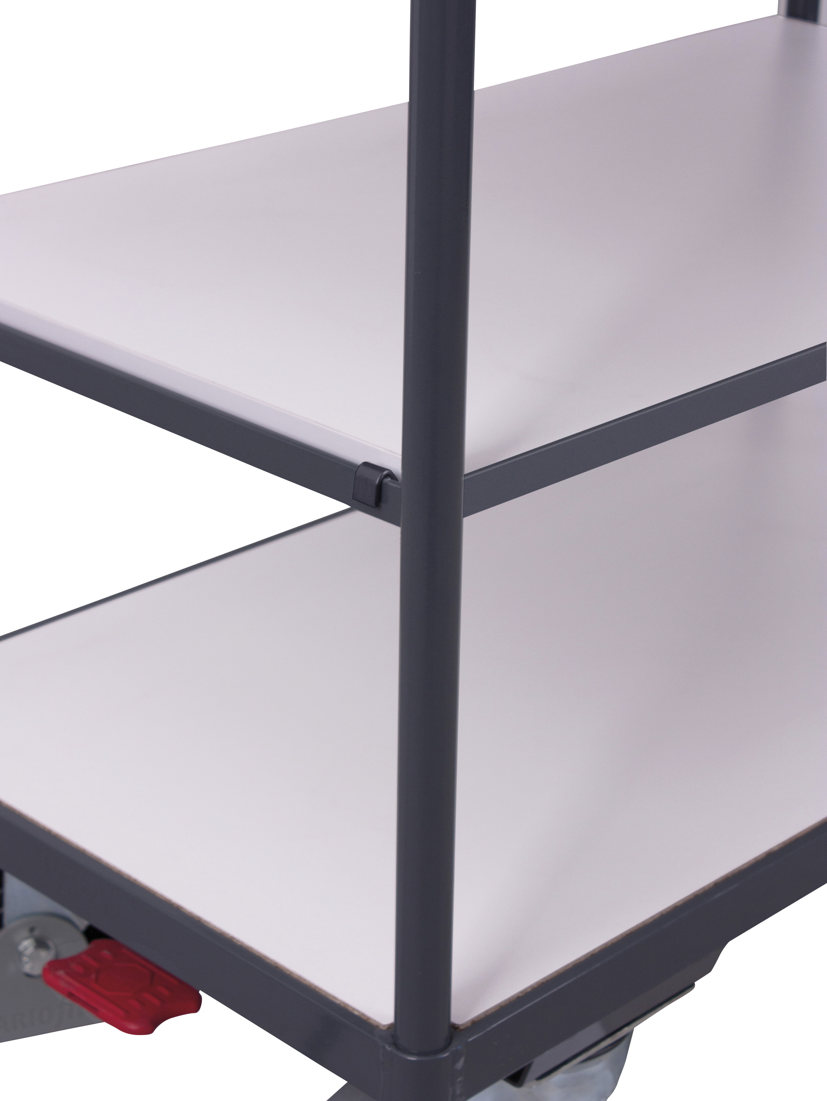 Großformatiger ESD Etagenwagen niedrig 1260 × 800 × 990 mm, elektrisch leitfähig, Farbe RAL 7024