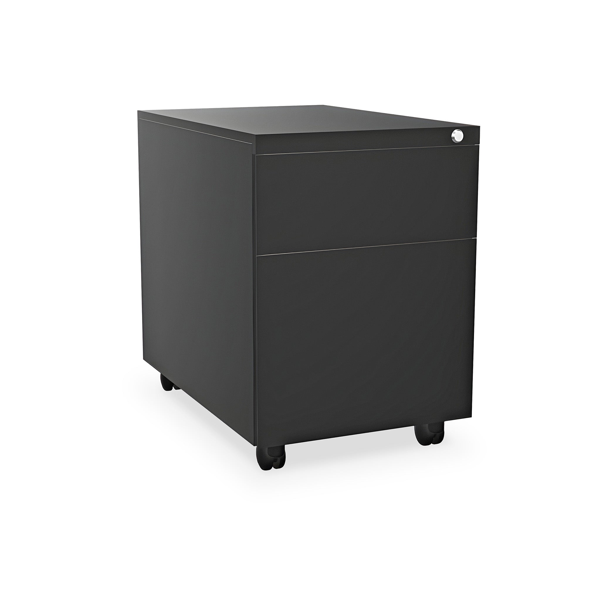 Design-Rollcontainer aus Metall mit 2 Schubladen (1 Hängeregister), 390 × 550 mm, 590 mm tief, Dekor Tiefschwarz/Tiefschwarz – ideal für Büro & Homeoffice Design-Rollcontainer aus Metall mit 2 Schubladen (1 Hängeregister), 390 × 550 mm, 590 mm tief, Dekor Tiefschwarz/Tiefschwarz – ideal für Büro & Homeoffice
