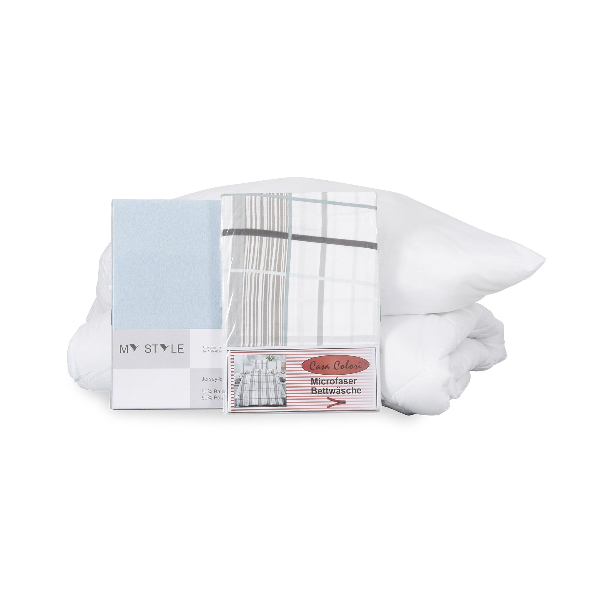 Bettwaren-Komplett-Set für Einzelbett – Decke, Kissen, Bettwäsche & Laken – Praktisch, pflegeleicht & komfortabel Bettwaren-Komplett-Set für Einzelbett – Decke, Kissen, Bettwäsche & Laken – Praktisch, pflegeleicht & komfortabel