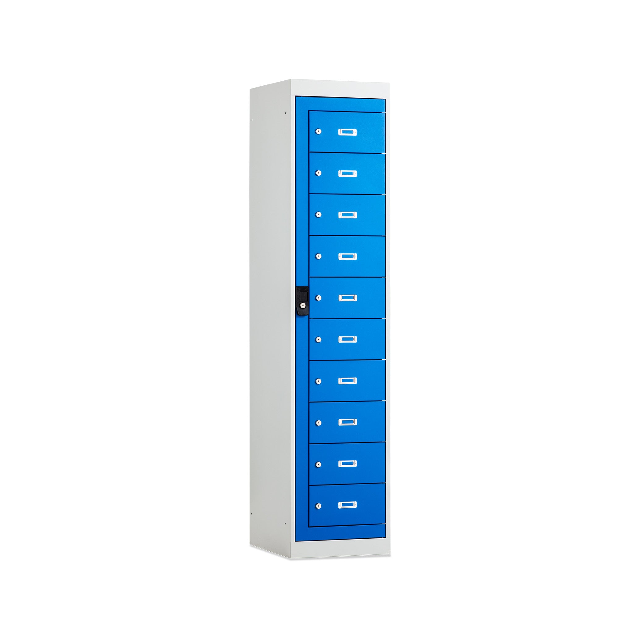 Praktischer Laptopschrank mit Kabeldurchlass 400 × 500 × 1900 mm, farbe lichtgrau / enzianblau Praktischer Laptopschrank mit Kabeldurchlass 400 × 500 × 1900 mm, farbe lichtgrau / enzianblau