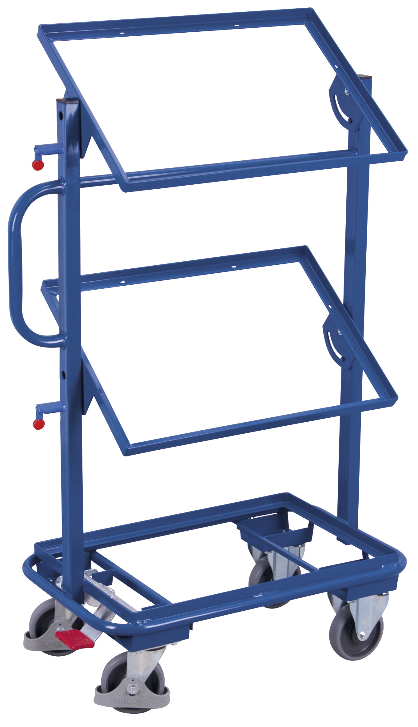 Neigbarer Beistellwagen 815 x 455 x 1185 mm ohne Böden, für Kisten 600 x 400 mm, RAL 5010, ideal für Kommissionierung & Transport Neigbarer Beistellwagen 815 x 455 x 1185 mm ohne Böden, für Kisten 600 x 400 mm, RAL 5010, ideal für Kommissionierung & Transport