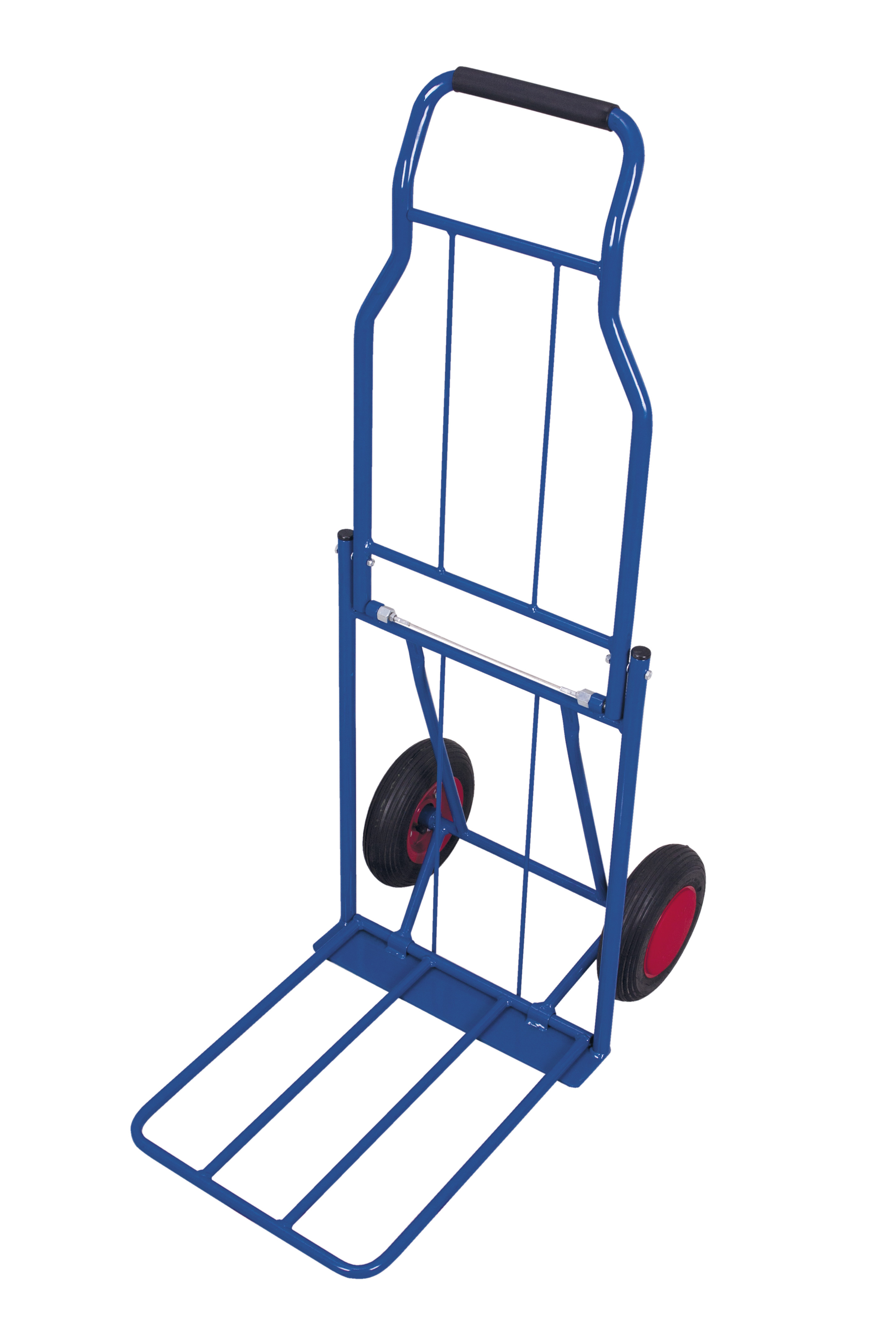 Leichte Klappkarre 430 x 715 x 1165 mm, 80 kg Traglast, Luftbereifung, RAL 5010, ideal für Transport & Lager Leichte Klappkarre 430 x 715 x 1165 mm, 80 kg Traglast, Luftbereifung, RAL 5010, ideal für Transport & Lager