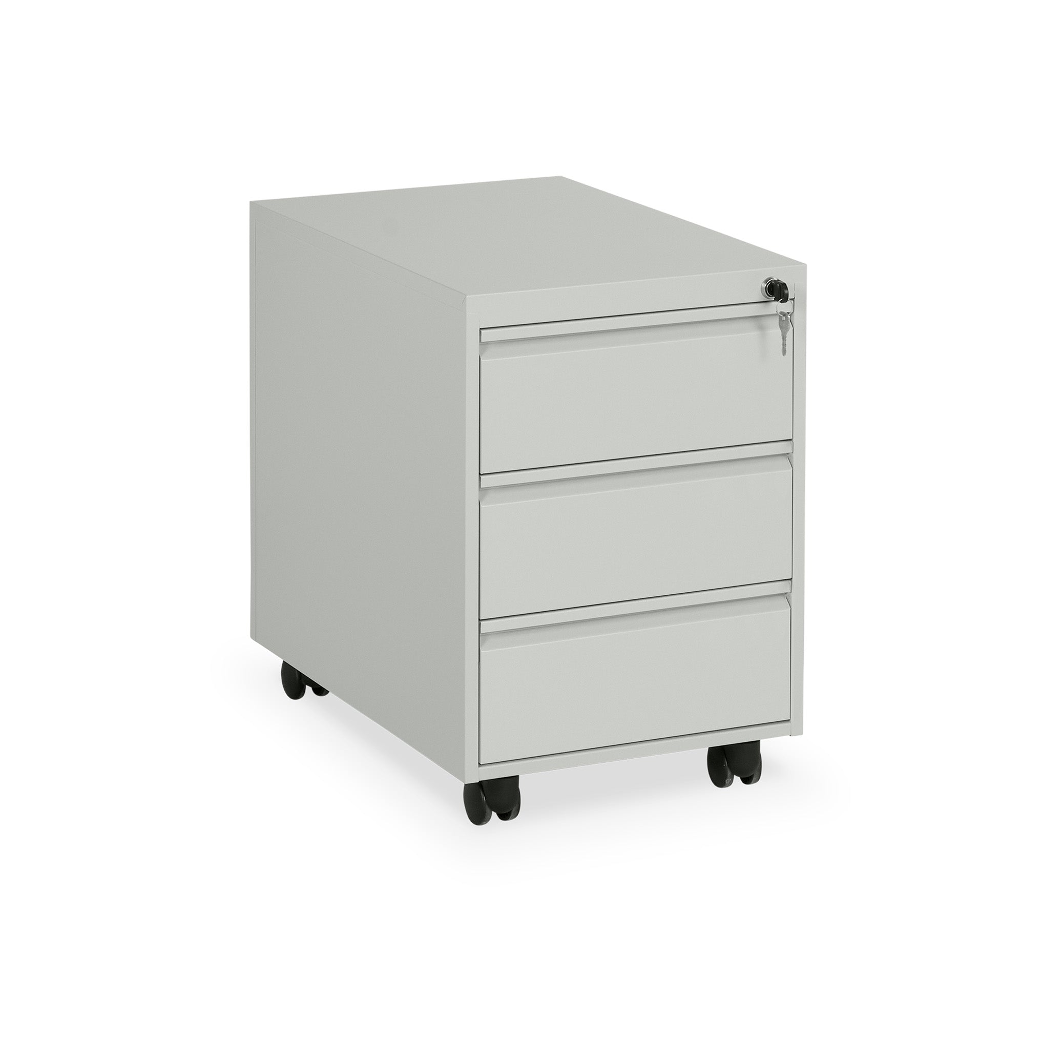 Rollcontainer aus Metall mit 3 Schubladen, 390 × 560 mm, 600 mm tief, Dekor Signalweiß/Signalweiß – ideal für Büro & Homeoffice Rollcontainer aus Metall mit 3 Schubladen, 390 × 560 mm, 600 mm tief, Dekor Signalweiß/Signalweiß – ideal für Büro & Homeoffice