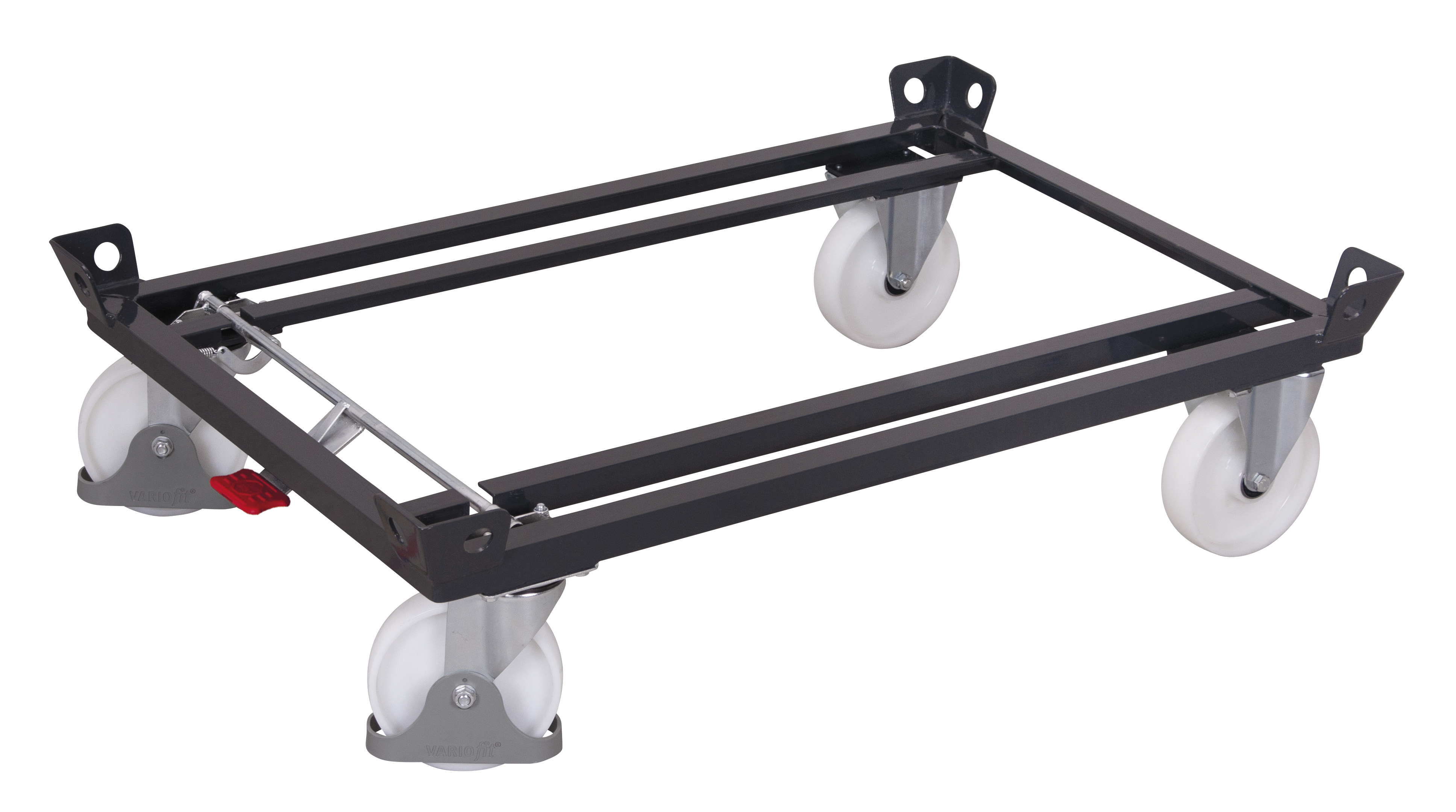 Robustes Fahrgestell 1270 × 870 × 350 mm für Europaletten und Gitterboxen, RAL 7016 Strapazierfähiges Fahrgestell 1070 × 870 × 350 mm für Europaletten und Gitterboxen, RAL 7016