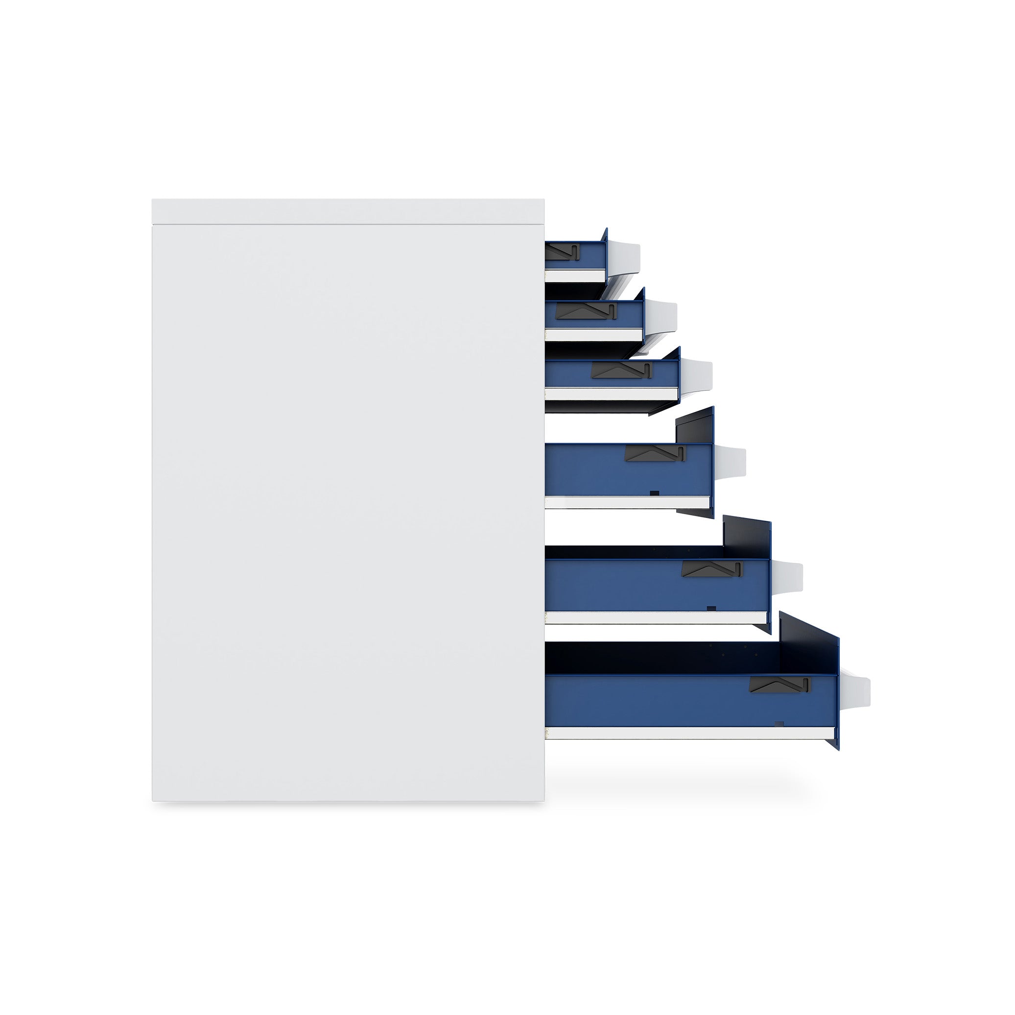 Kompakter Schubladenschrank 800 × 525 × 800 mm – 6 Schubladen, Farbe lichtgrau / enzianblau