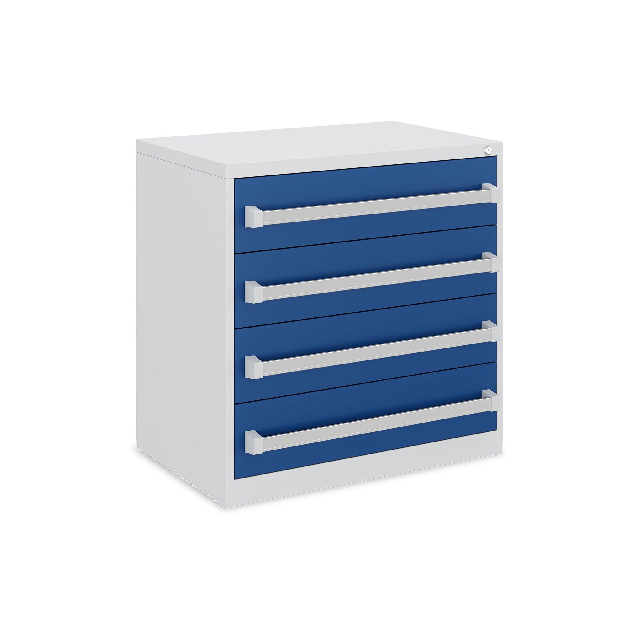 Kompakter Schubladenschrank 800 × 525 × 800 mm – 4 Schubladen, Farbe lichtgrau / enzianblau