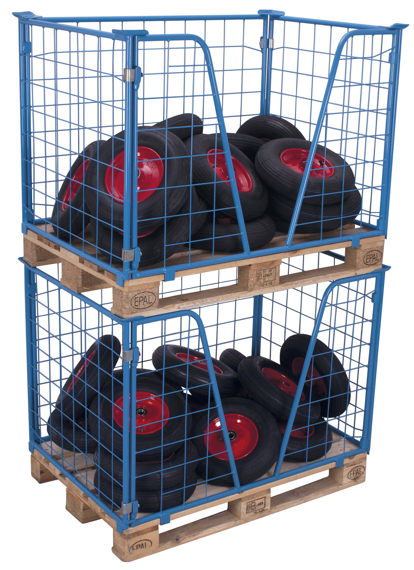 Langlebiger Palettenaufsatz Typ 63, 1200 × 1000 mm, 1000 mm Höhe, 1000 kg Auflast, RAL 5010, ideal für Lager & Transport