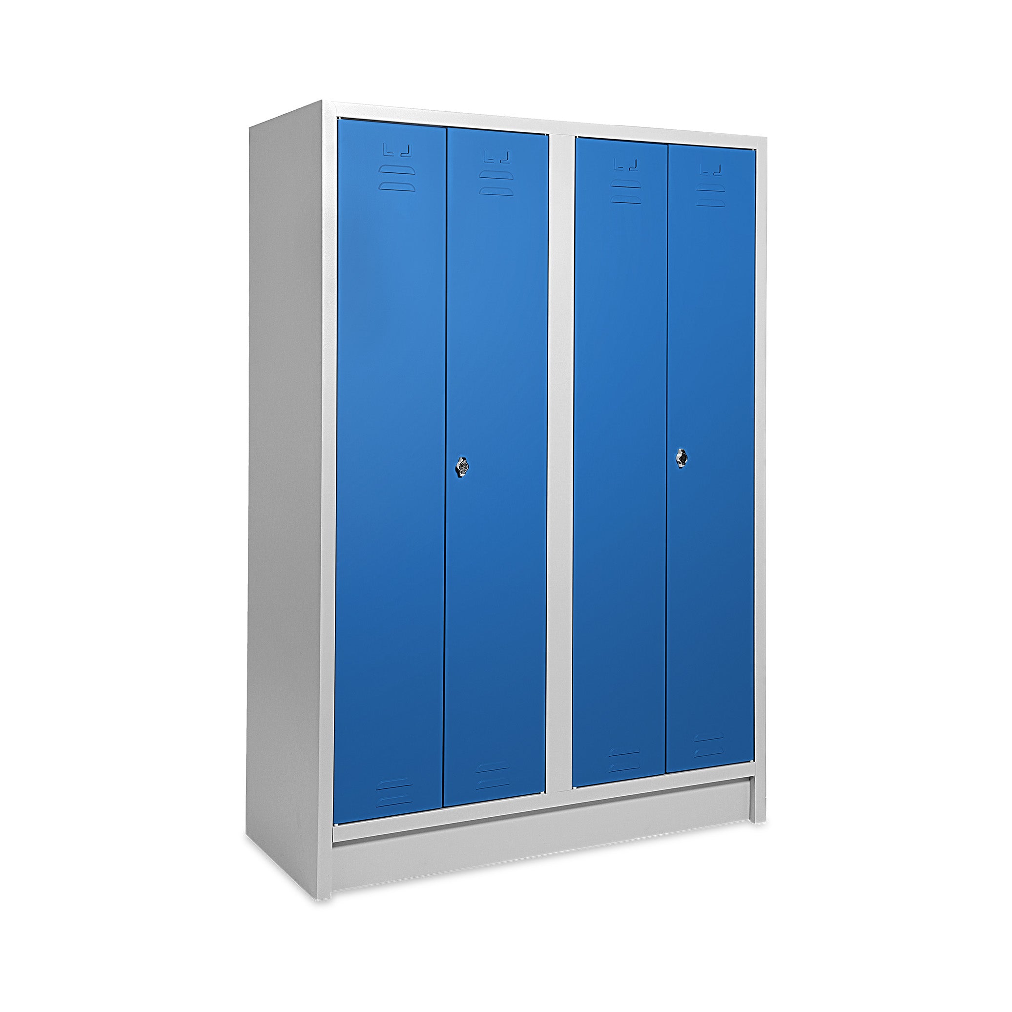 Robuster Doppelspind mit 4 Türen 1200 × 500 × 1800 mm, Farbe lichtgrau/enzianblau