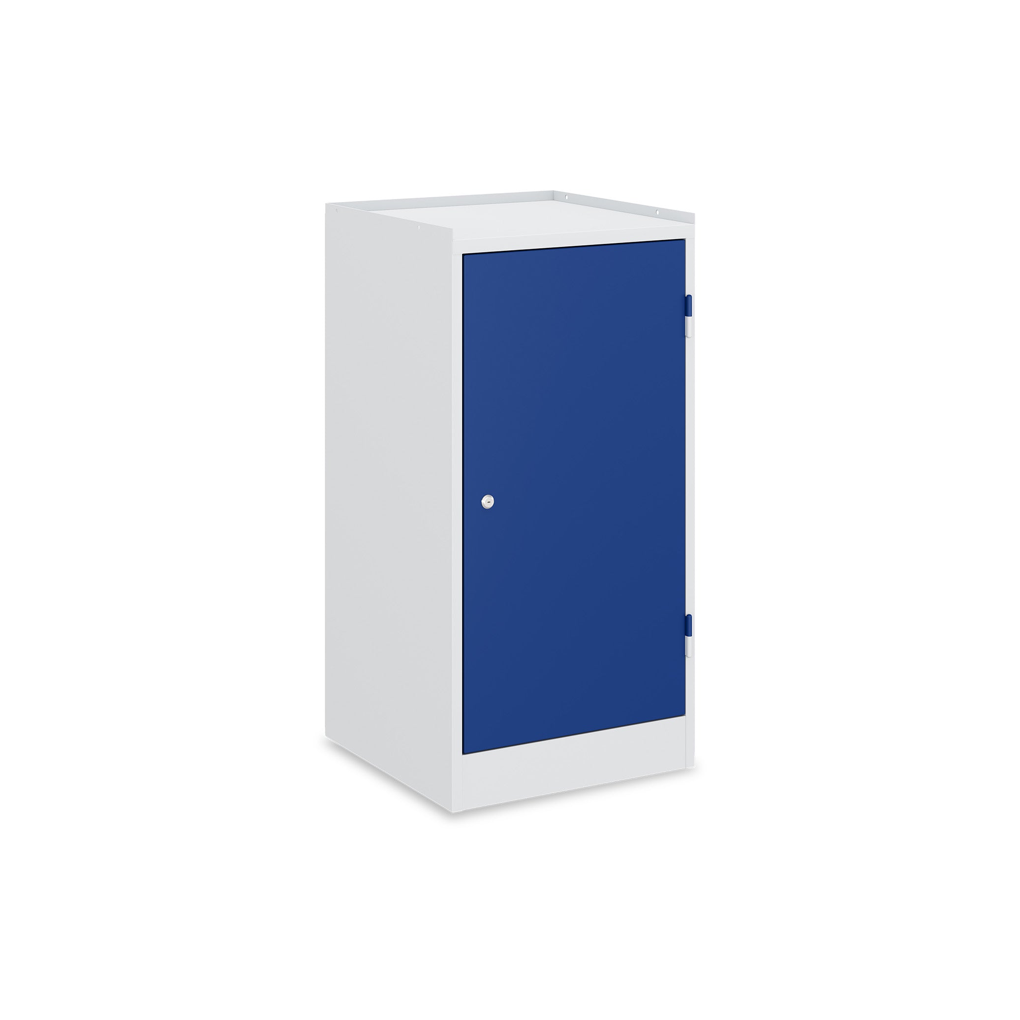 Kompakter Werkzeugschrank 500 × 500 × 1000 mm – 1 Tür, 1 Fachboden, 2 Schubladen, Farbe lichtgrau / enzianblau