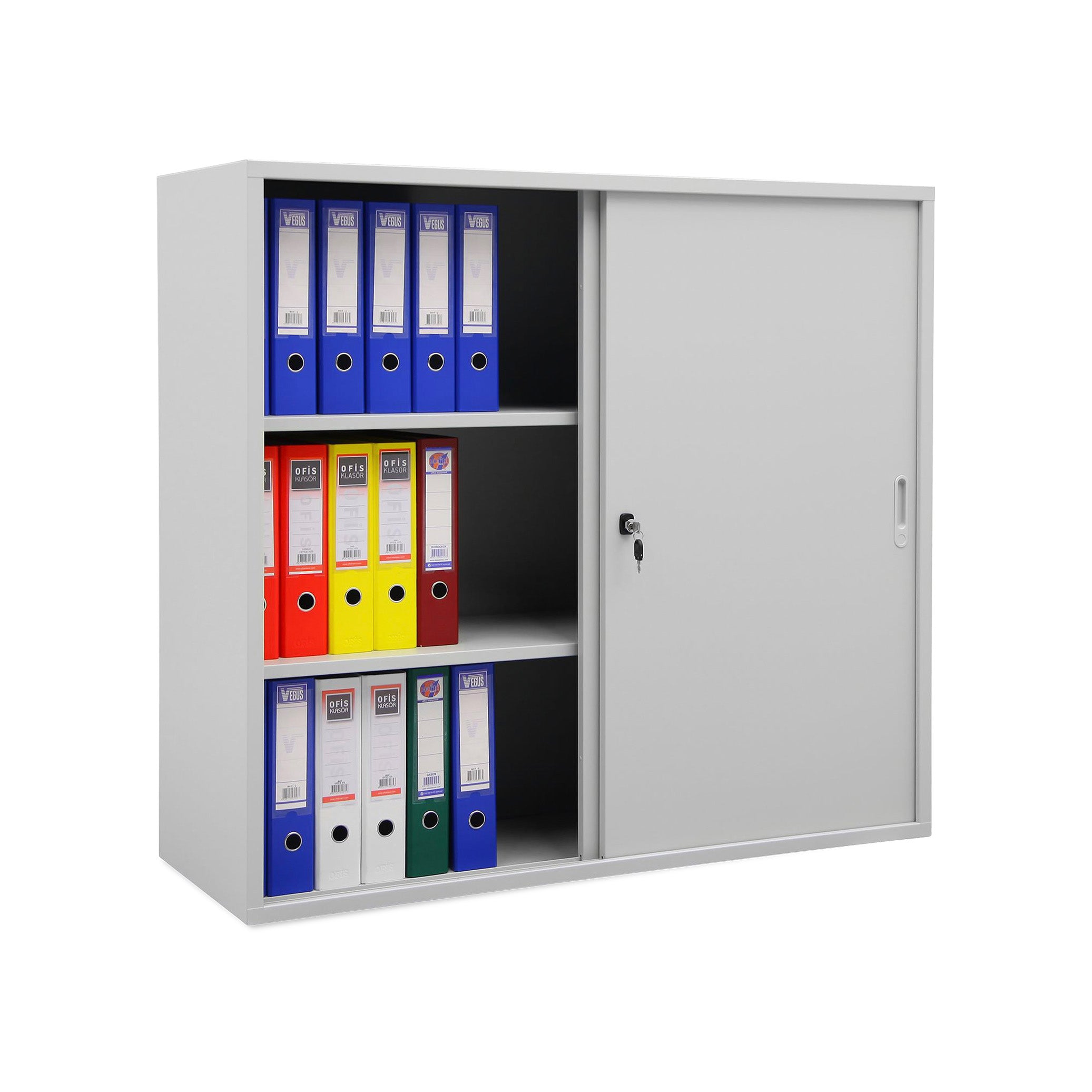 Mittelhoher Schiebetürenschrank 1200 × 420 × 1080 mm, farbe lichtgrau / lichtgrau Mittelhoher Schiebetürenschrank 1200 × 420 × 1080 mm, farbe lichtgrau / lichtgrau