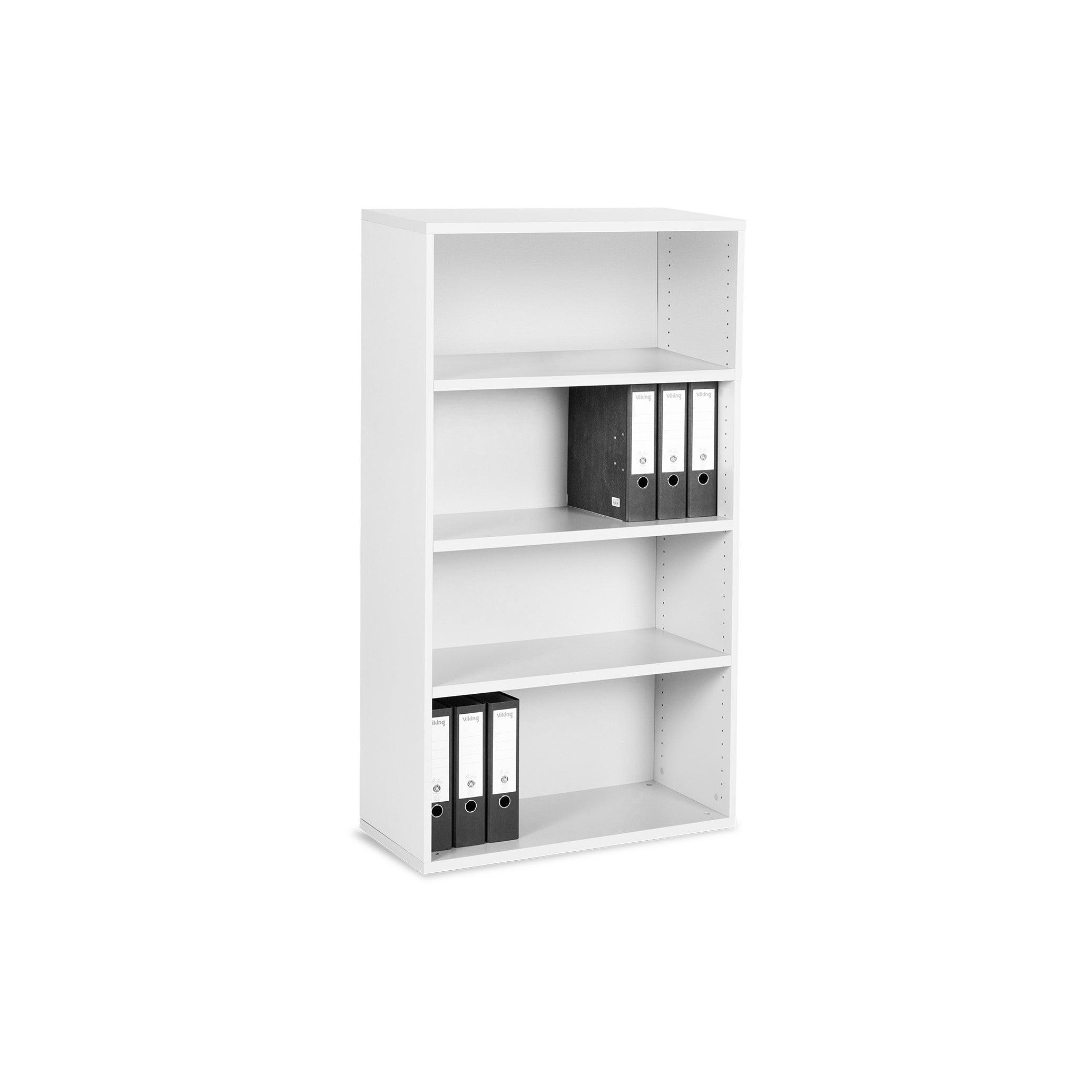 Hoher Aktenschrank 800 × 375 × 1445 mm mit Flügeltüren, 4 Ordnerhöhen – Farbe Weiß Aktenschrank Holz 4 Ordnerhöhen 800x393x1445 mm, weiß – hell & funktional