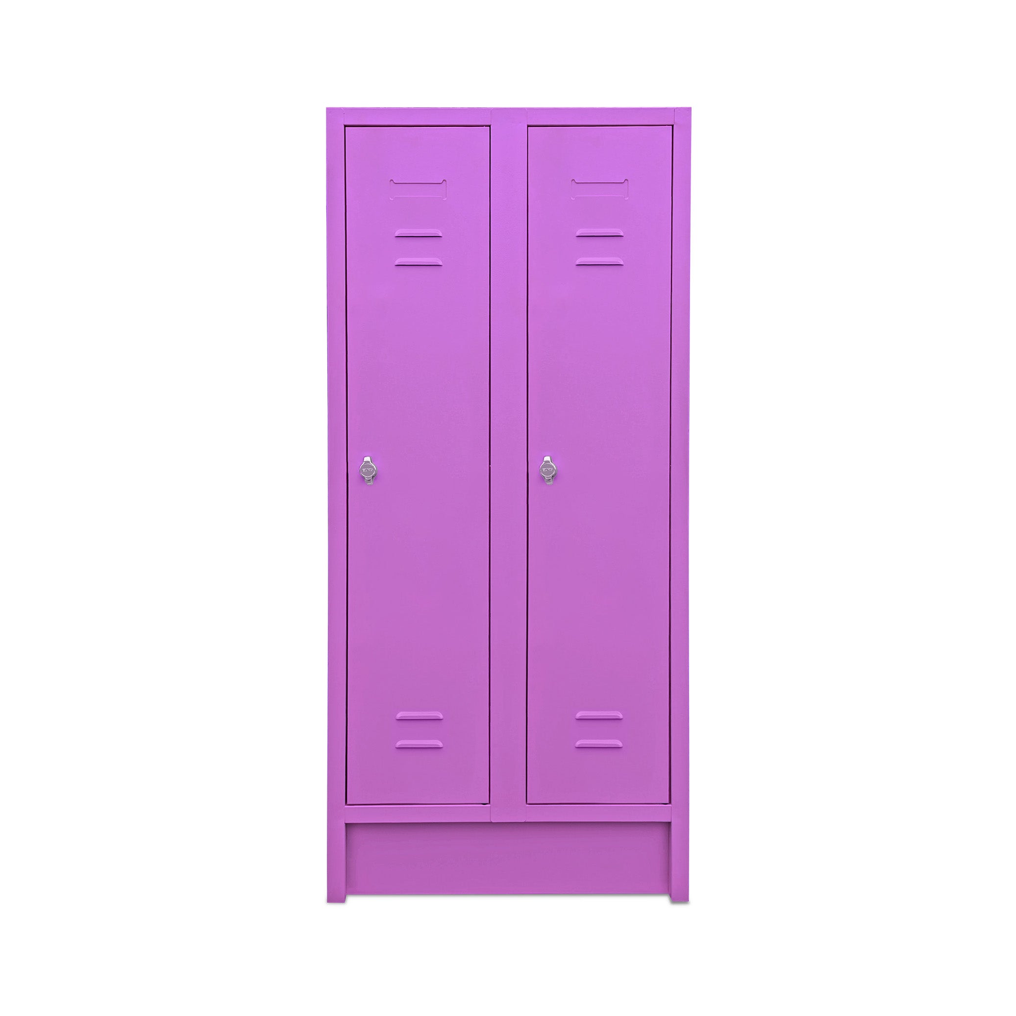 Kindergartenspind mit 2 Abteilen und je 1 Fach, 1400 mm hoch, Farbe Signalviolett Praktischer Schulspind, 2 Abteile mit je 1 Fach, 1600 mm hoch, Farbe Signalviolett