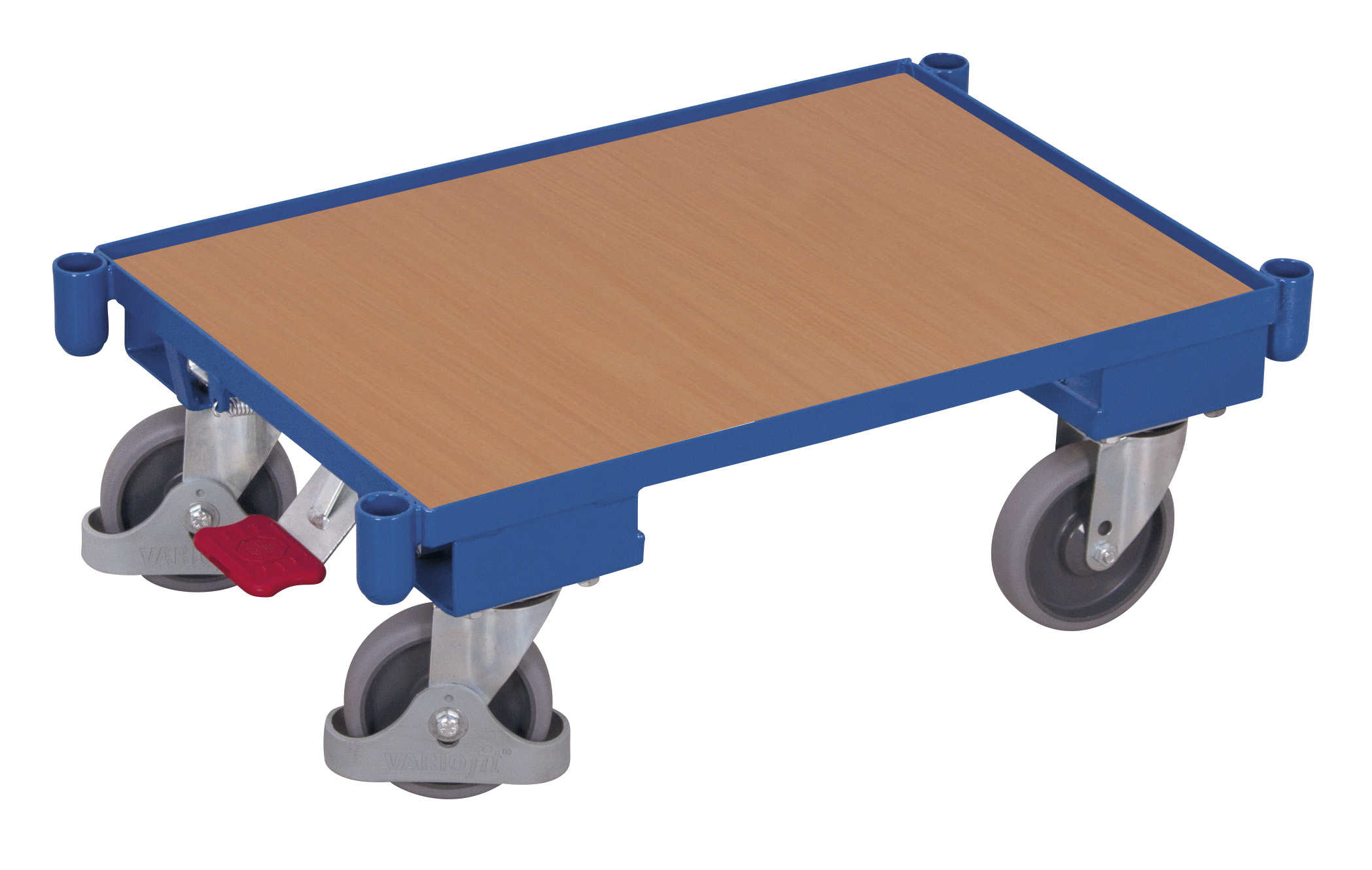 Stabiler Plattformroller 675 × 415 mm mit Holzboden, 10 mm Rand und Eckhülsen, 250 kg Traglast, RAL 5010, ideal für Lager & Logistik Stabiler Plattformroller 675 × 415 mm mit Holzboden, 10 mm Rand und Eckhülsen, 250 kg Traglast, RAL 5010, ideal für Lager & Logistik