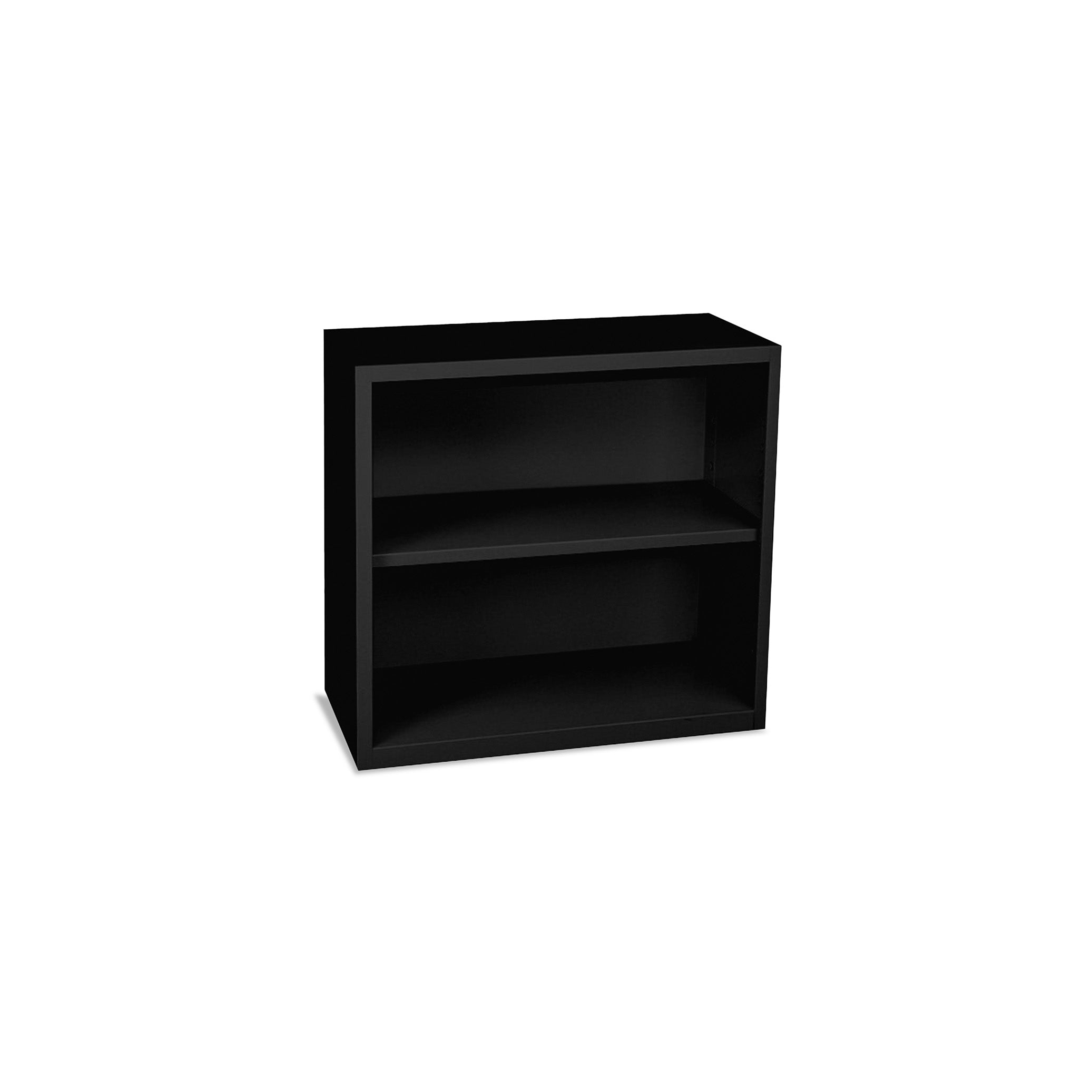 Stahlregal 800 x 380 x 750 mm, 2 Ordnerhöhen, 1 Fachboden, in Tiefschwarz – kompaktes Stahl-Aktenregal