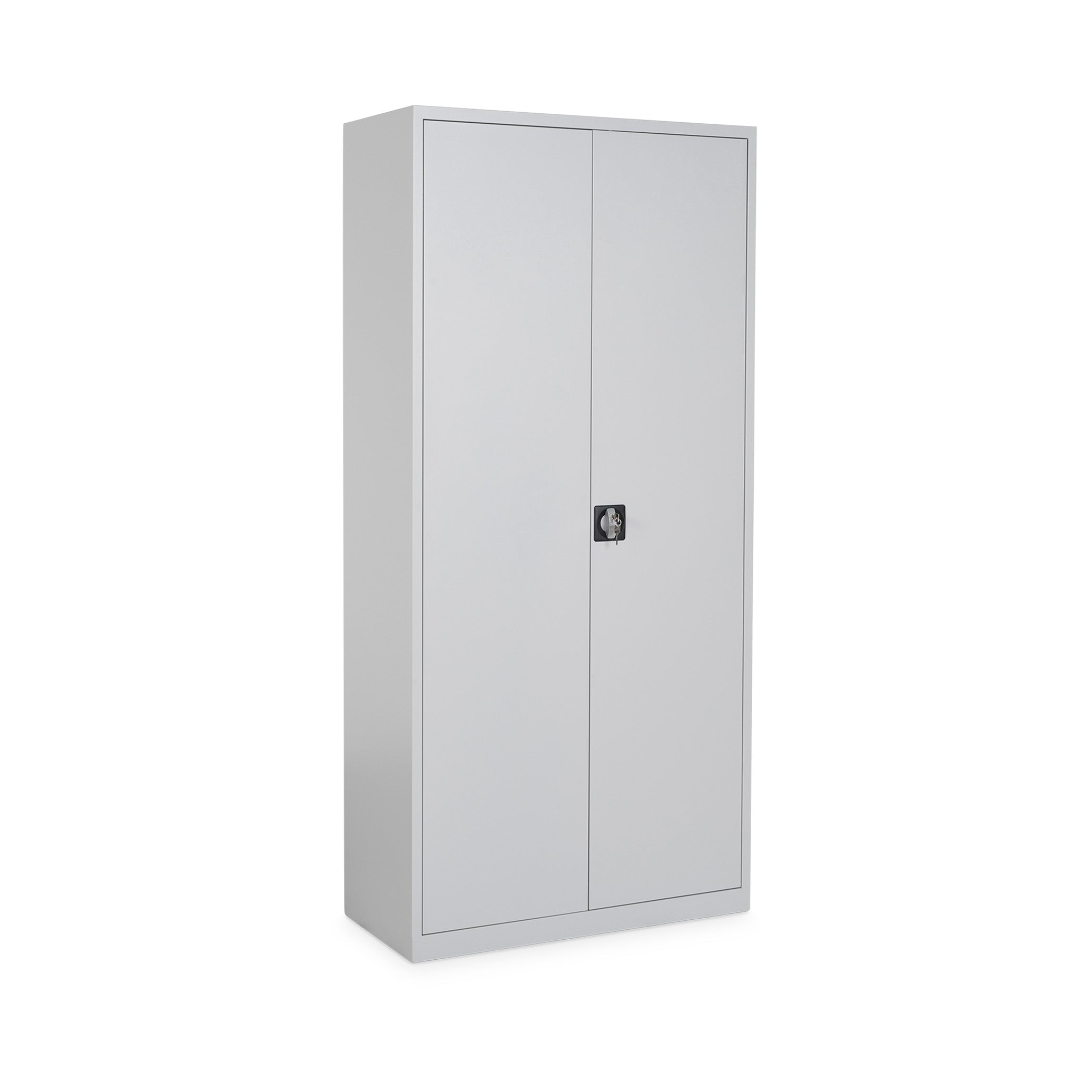 Praktisches Flügeltürenschrank-Set 920 × 420 × 1950 / 800 × 380 × 1800 mm, Farbe lichtgrau / lichtgrau