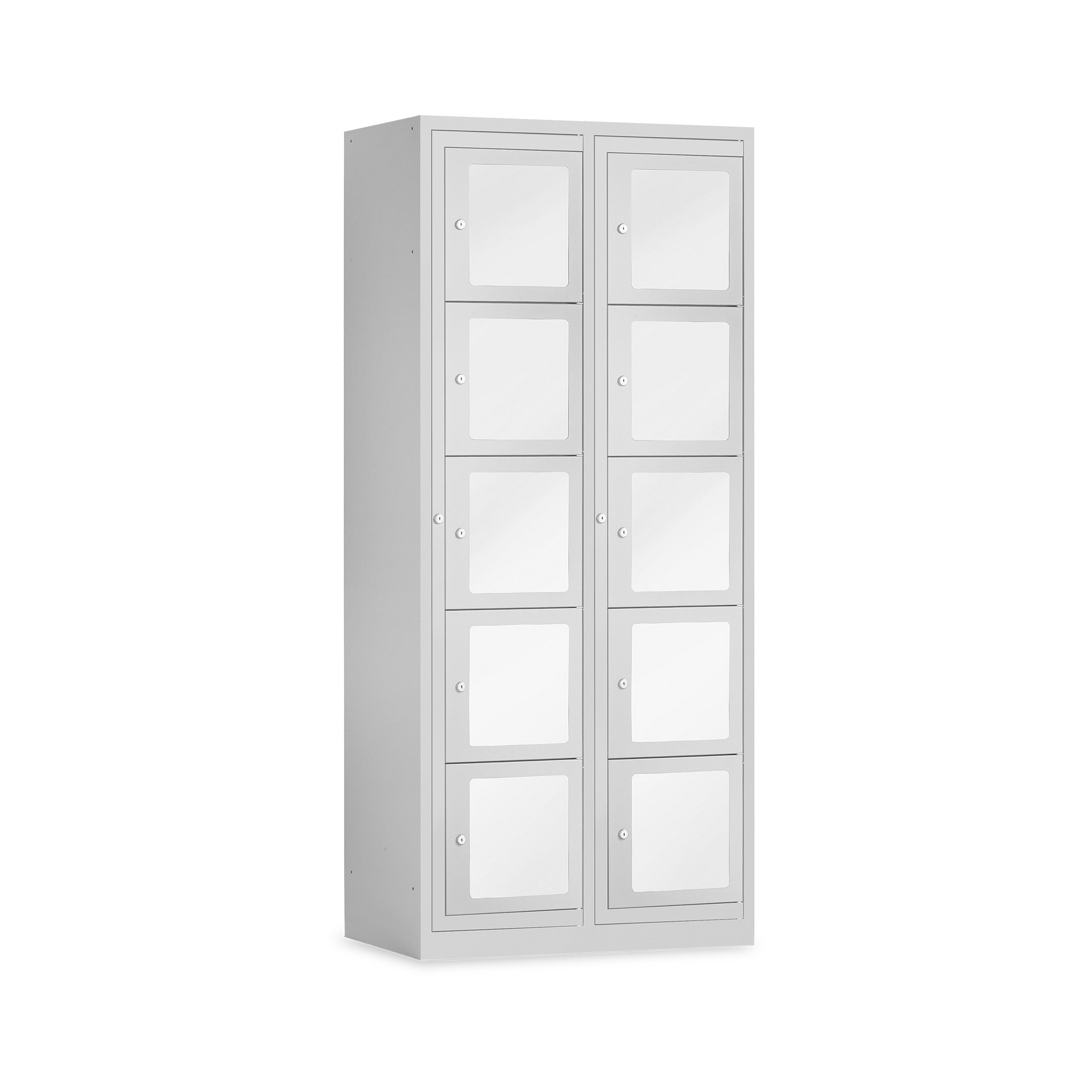 Schließfachschrank mit Sichtfenster – 2 Abteile, 600 mm – Lichtgrau – Sicher & Übersichtlich