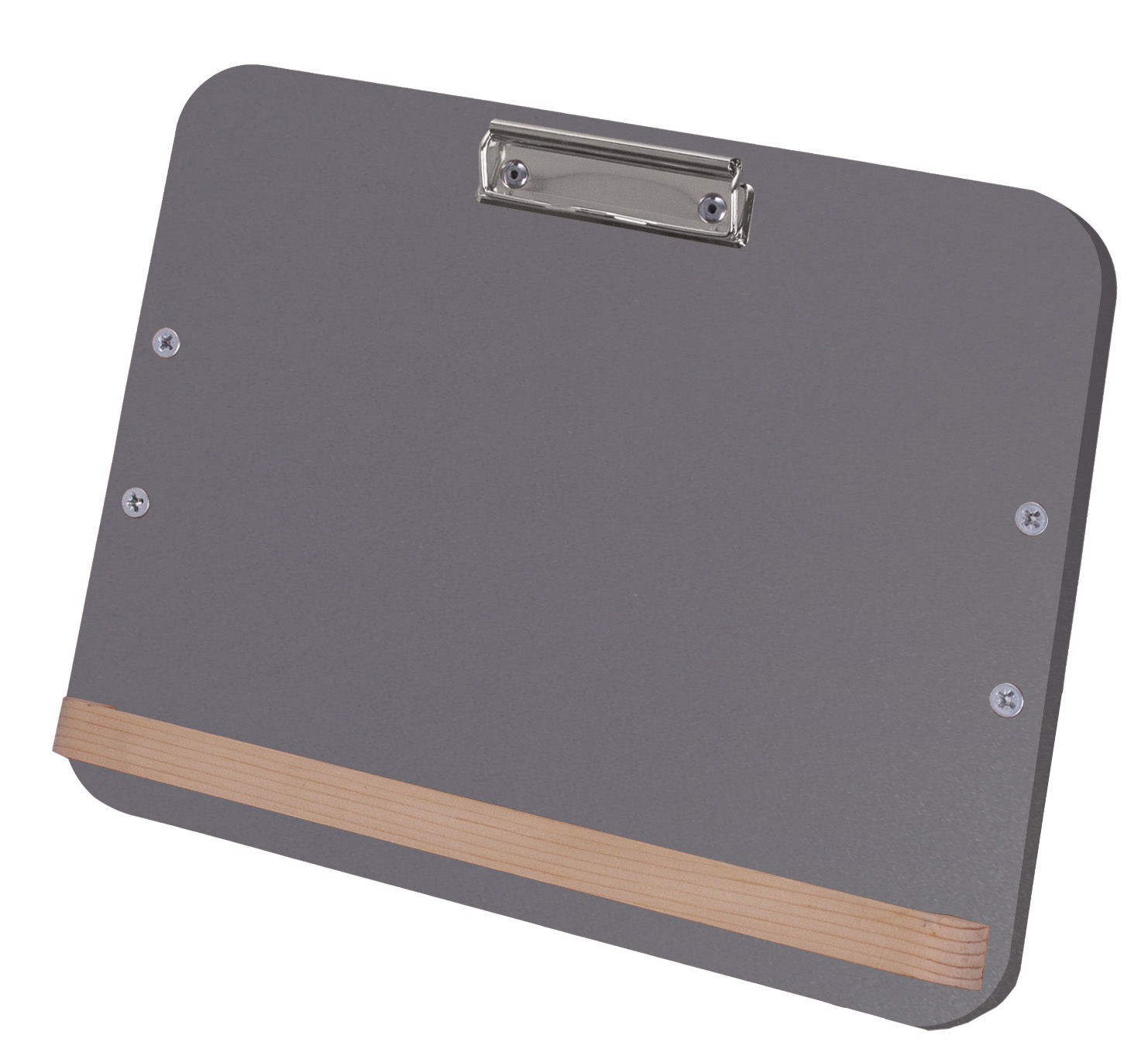 Stabile Schreibtafel DIN A4 quer mit Klammer und Befestigung, Farbe Grau Stabile Schreibtafel DIN A4 quer mit Klammer und Befestigung, Farbe Grau