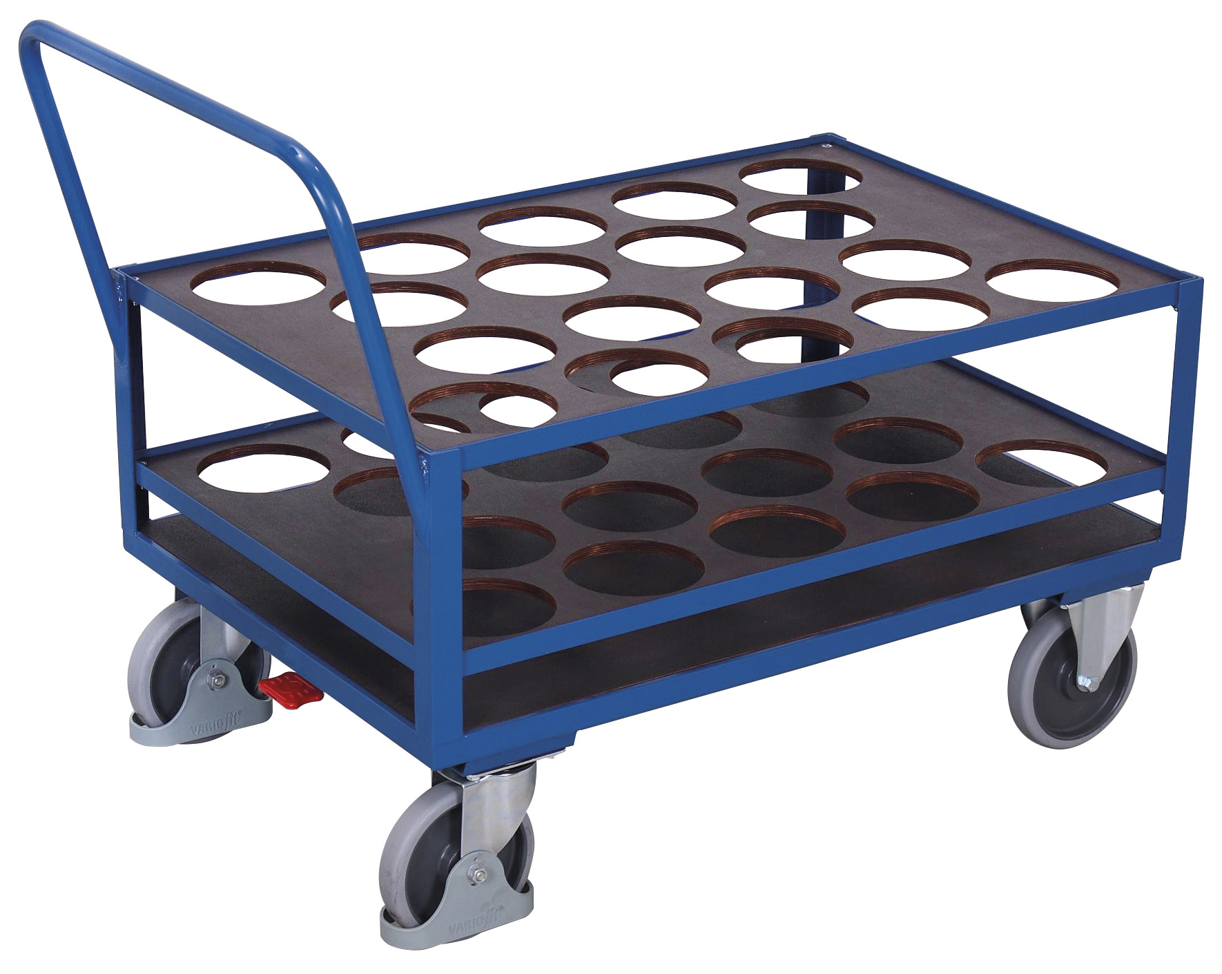Stabiler Stahlflaschenwagen 1265 × 775 × 1000 mm für 18 Flaschen, RAL 5010, ideal für Lager & Transport Stabiler Stahlflaschenwagen 1265 × 775 × 1000 mm für 18 Flaschen, RAL 5010, ideal für Lager & Transport