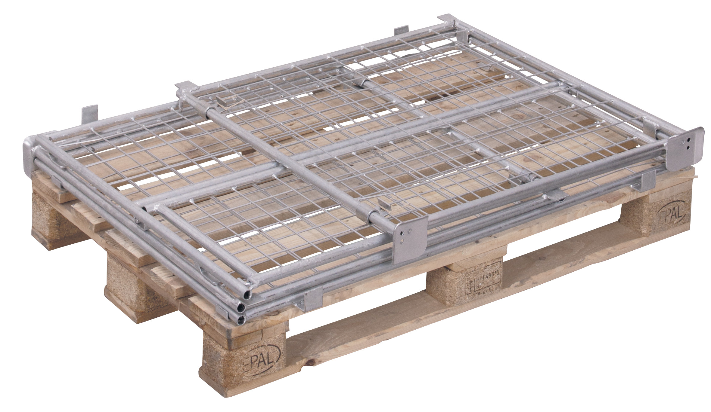Hochwertiger Palettenaufsatz Typ 64, feuerverzinkt, 1200 × 800 mm, Nutzhöhe 1200 mm, stapelbar bis 4-fach, 750 kg Auflast