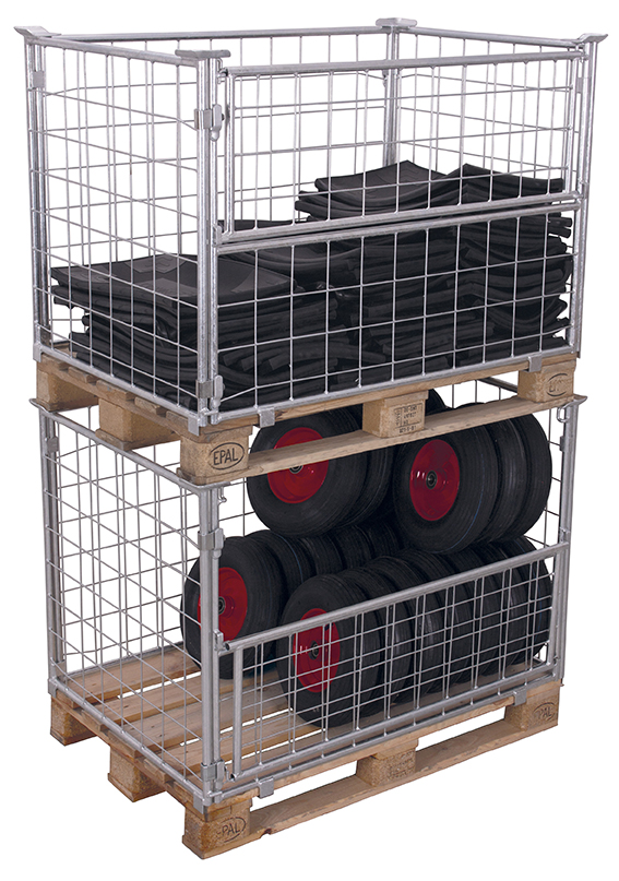Hochwertiger Palettenaufsatz Typ 64, feuerverzinkt, 1200 × 800 mm, Nutzhöhe 1200 mm, stapelbar bis 4-fach, 750 kg Auflast