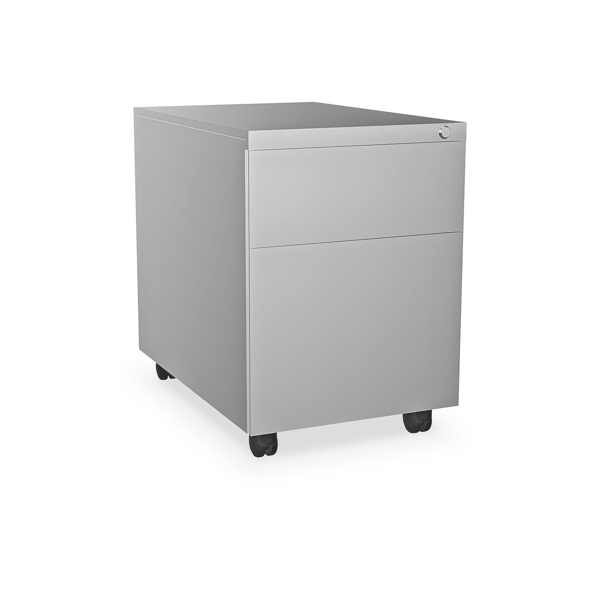 Design-Rollcontainer aus Metall mit 2 Schubladen (1 Hängeregister), 390 × 550 mm, 590 mm tief, Dekor Weißaluminium/Weißaluminium – ideal für Büro & Homeoffice Design-Rollcontainer aus Metall mit 2 Schubladen (1 Hängeregister), 390 × 550 mm, 590 mm tief, Dekor Weißaluminium/Weißaluminium – ideal für Büro & Homeoffice