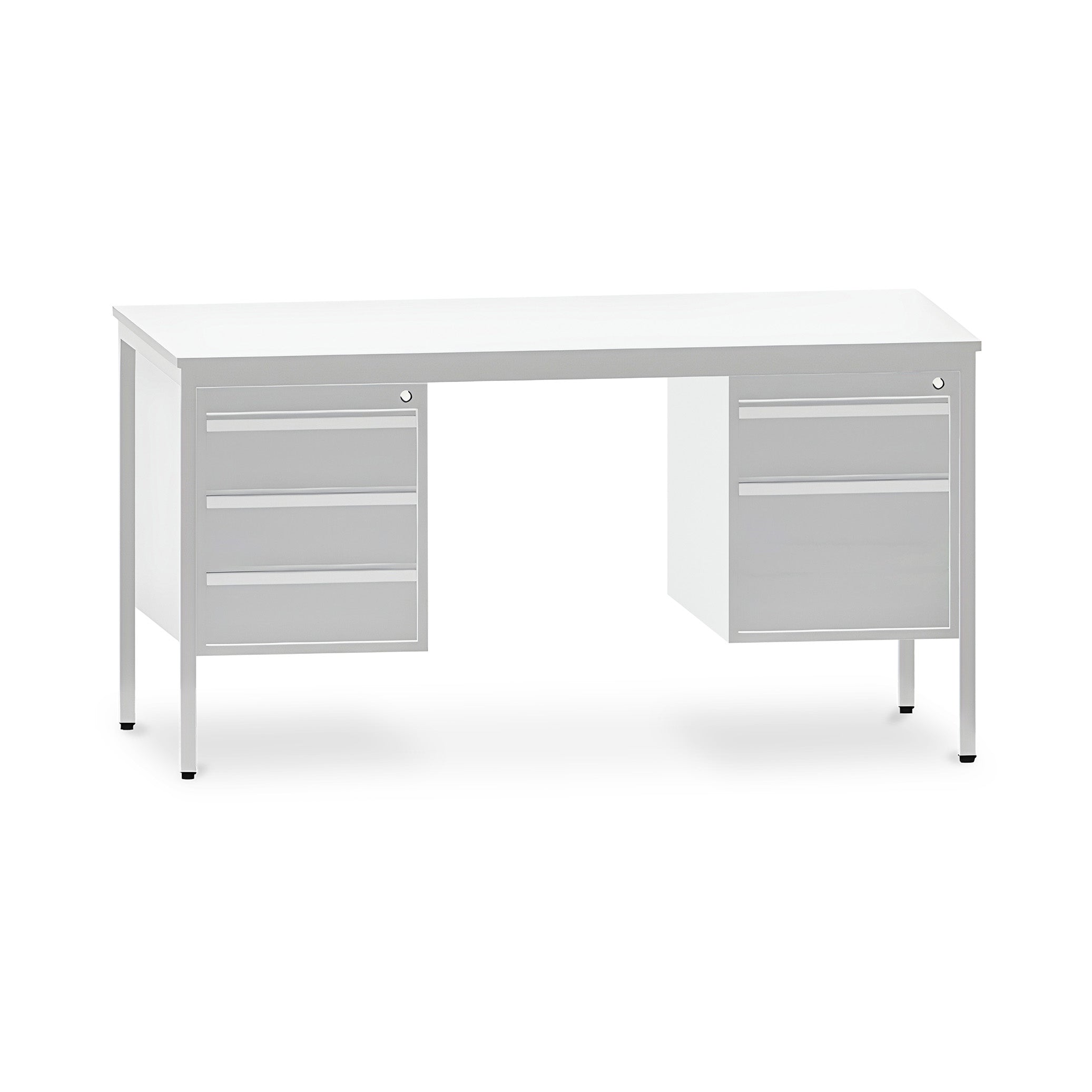 Schreibtisch mit zwei Hängecontainern, 1600 x 800 x 750 mm – 3 Schubladen links, 2 rechts