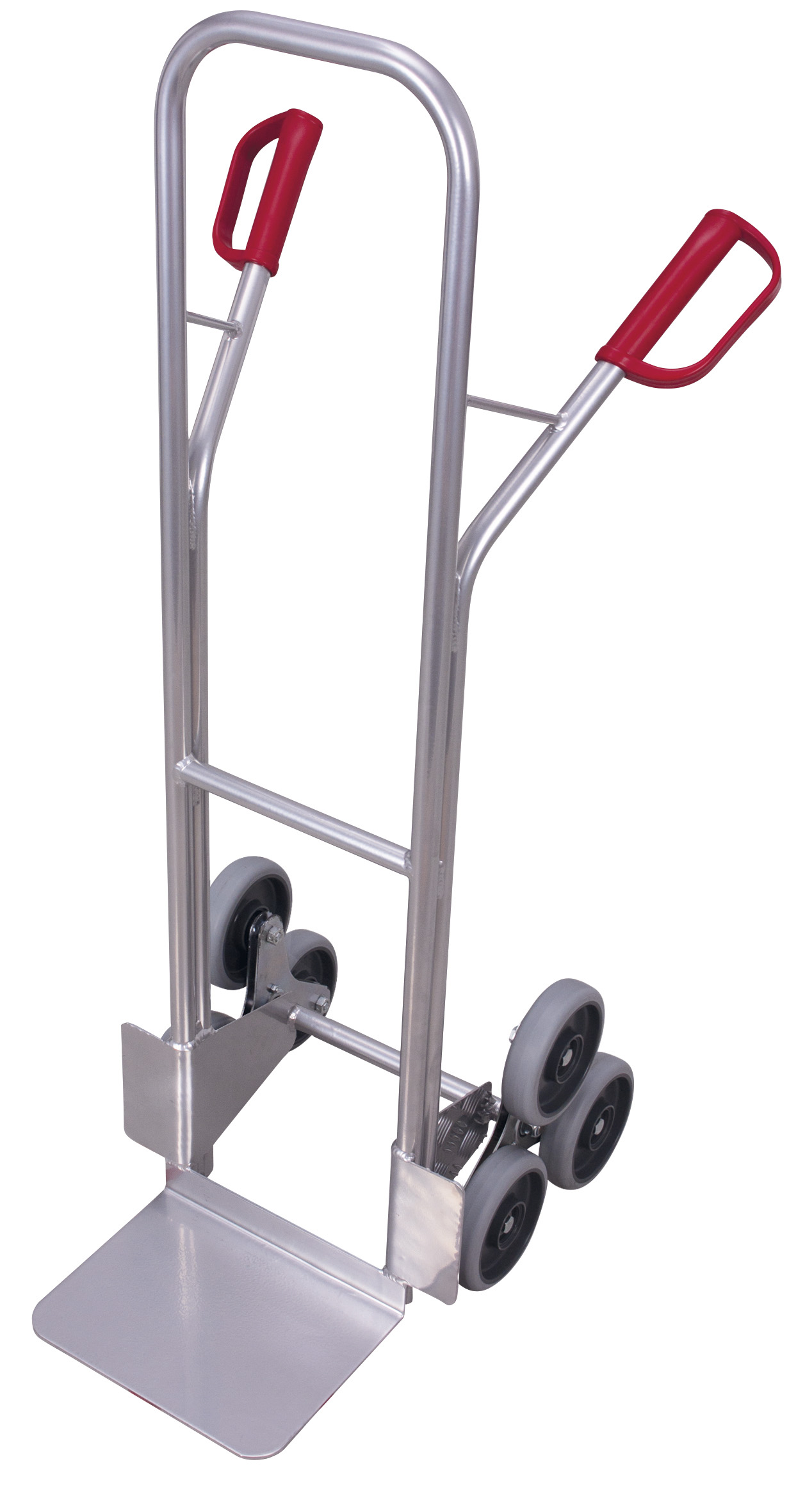 Handliche Aluminium-Treppenkarre 620 × 625 × 1310 mm mit dreiarmigen Radsternen, Radsatz aus TPE Handliche Aluminium-Treppenkarre 620 × 625 × 1310 mm mit dreiarmigen Radsternen, Radsatz aus TPE