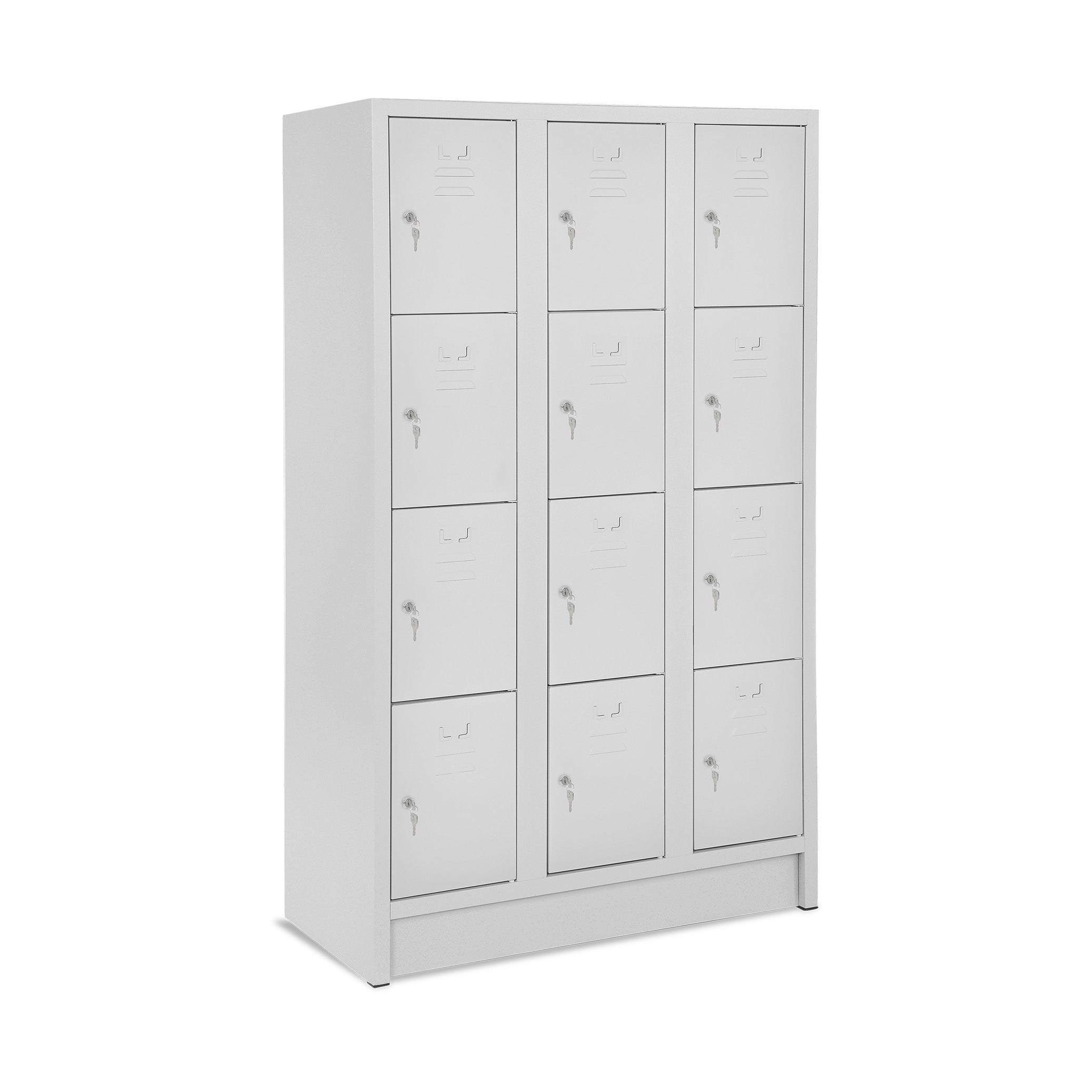 Praktische Fächersäule mit 12 Türen, 1050 × 500 × 1800 mm, Farbe lichtgrau