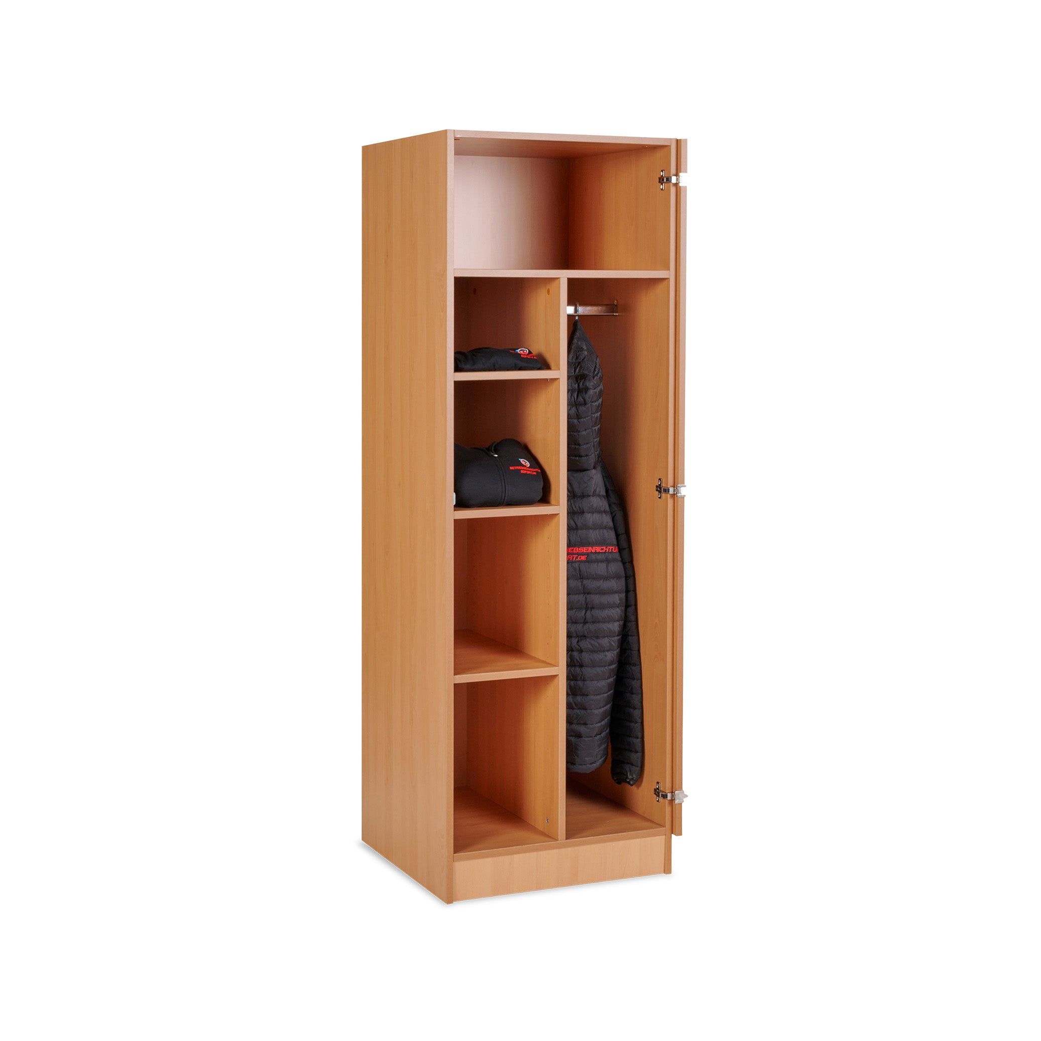 Stabiler Kleider-Wäscheschrank 600 × 500 × 1800 mm, aufgebaut, Dekor Buche Stabiler Kleider-Wäscheschrank 600 × 500 × 1800 mm, aufgebaut, Dekor Buche