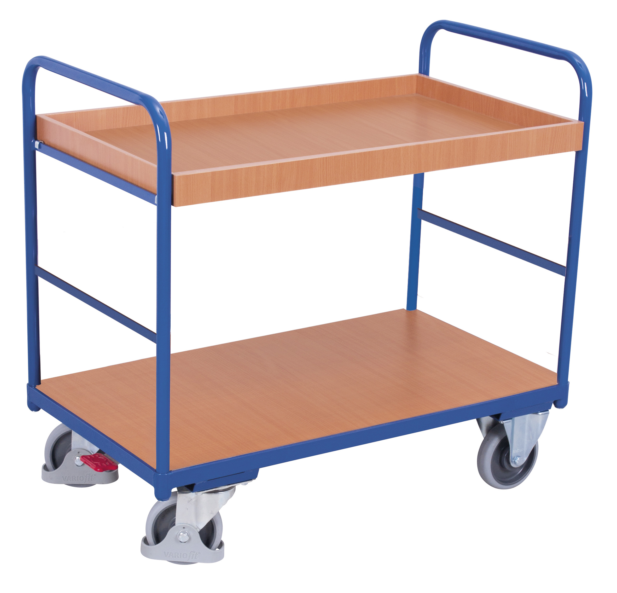 Anpassungsfähiger Etagenwagen niedrig 1060 × 600 mm mit variablem Tablett, 250 kg Traglast, RAL 5010, ideal für Werkstatt & Betrieb