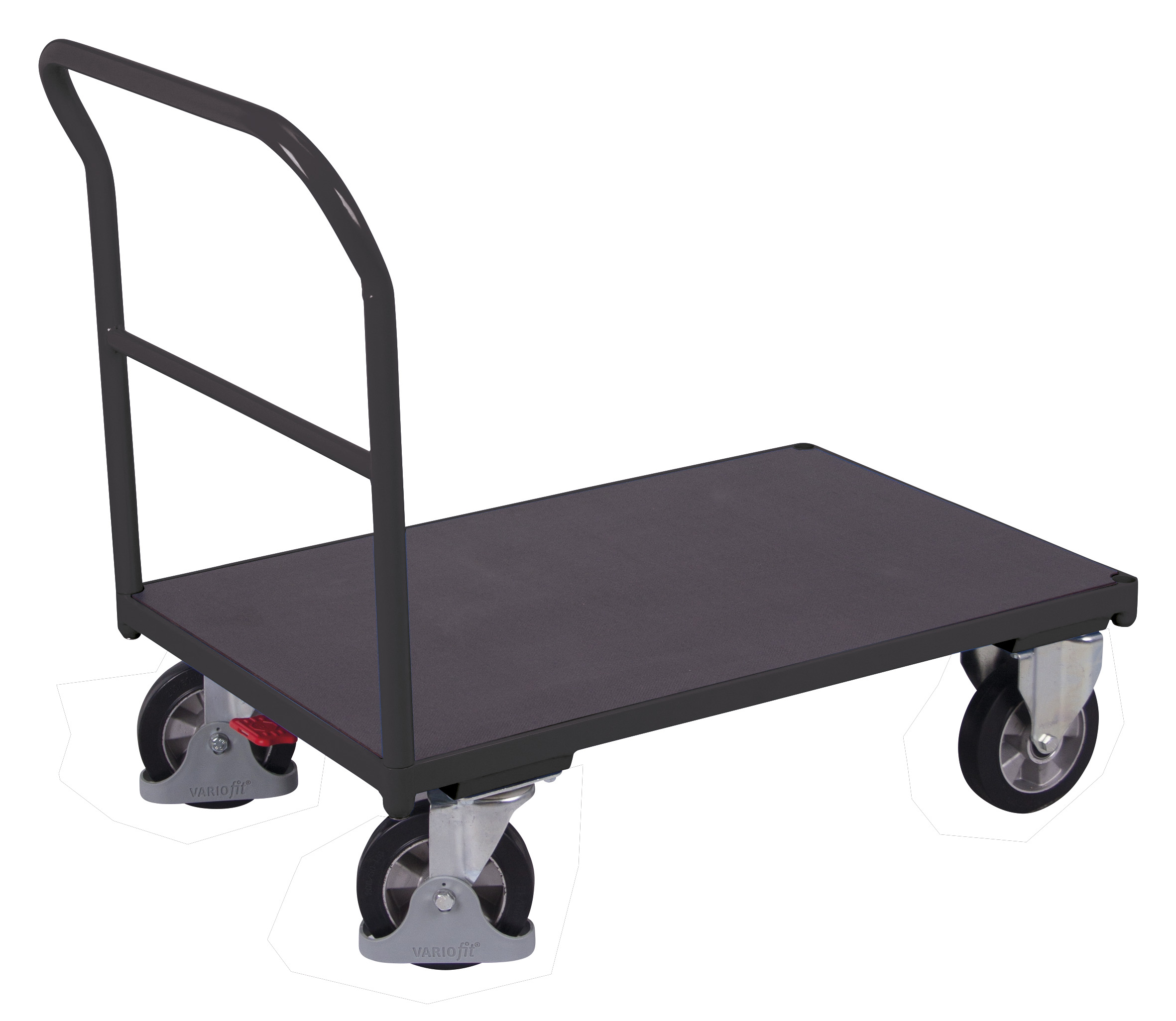 Strapazierfähiger Schiebebügelwagen 1025 x 700 mm mit Siebdruckplatte, 1000 kg Traglast, RAL 7016, für Werkstatt & Lager Extra großer Schiebebügelwagen 2025 x 800 mm mit Siebdruckplatte, 1000 kg Traglast, RAL 7016, gut für Werkstatt & Lager geeignet