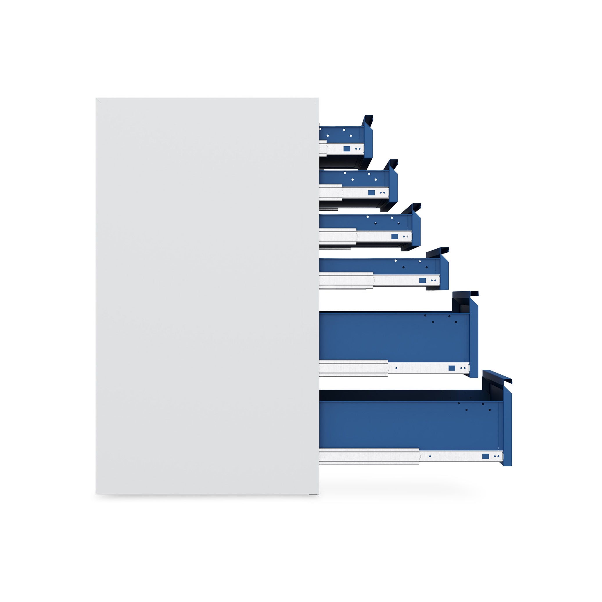 Stabiler Schubladenschrank 1000 × 500 × 900 mm – mit 12 Schubladen, Farbe lichtgrau / enzianblau