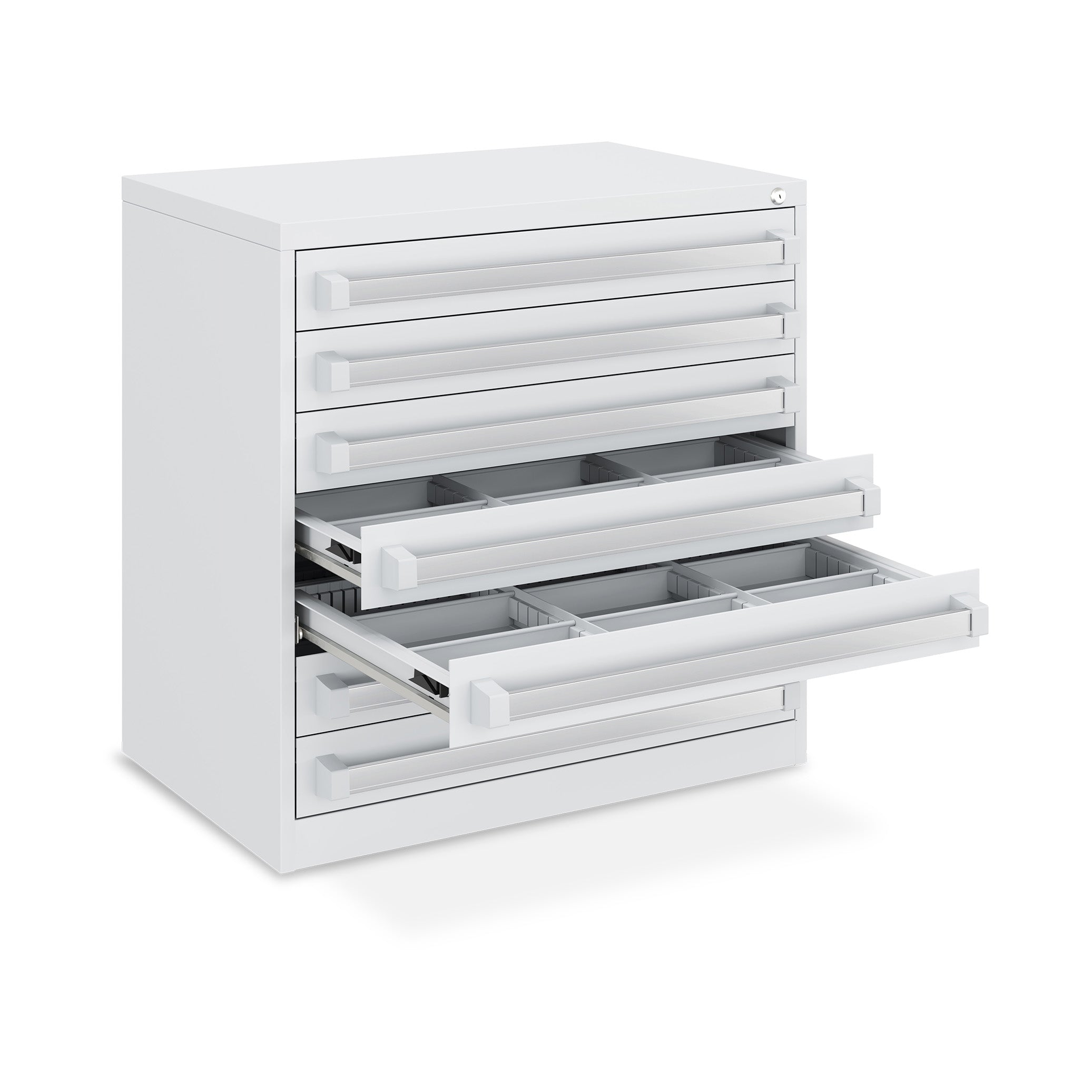 Kompakter Schubladenschrank 800 × 525 × 800 mm – 7 Schubladen à 100 mm, Farbe lichtgrau / lichtgrau Kompakter Schubladenschrank 800 × 525 × 800 mm – 7 Schubladen à 100 mm, Farbe lichtgrau / lichtgrau