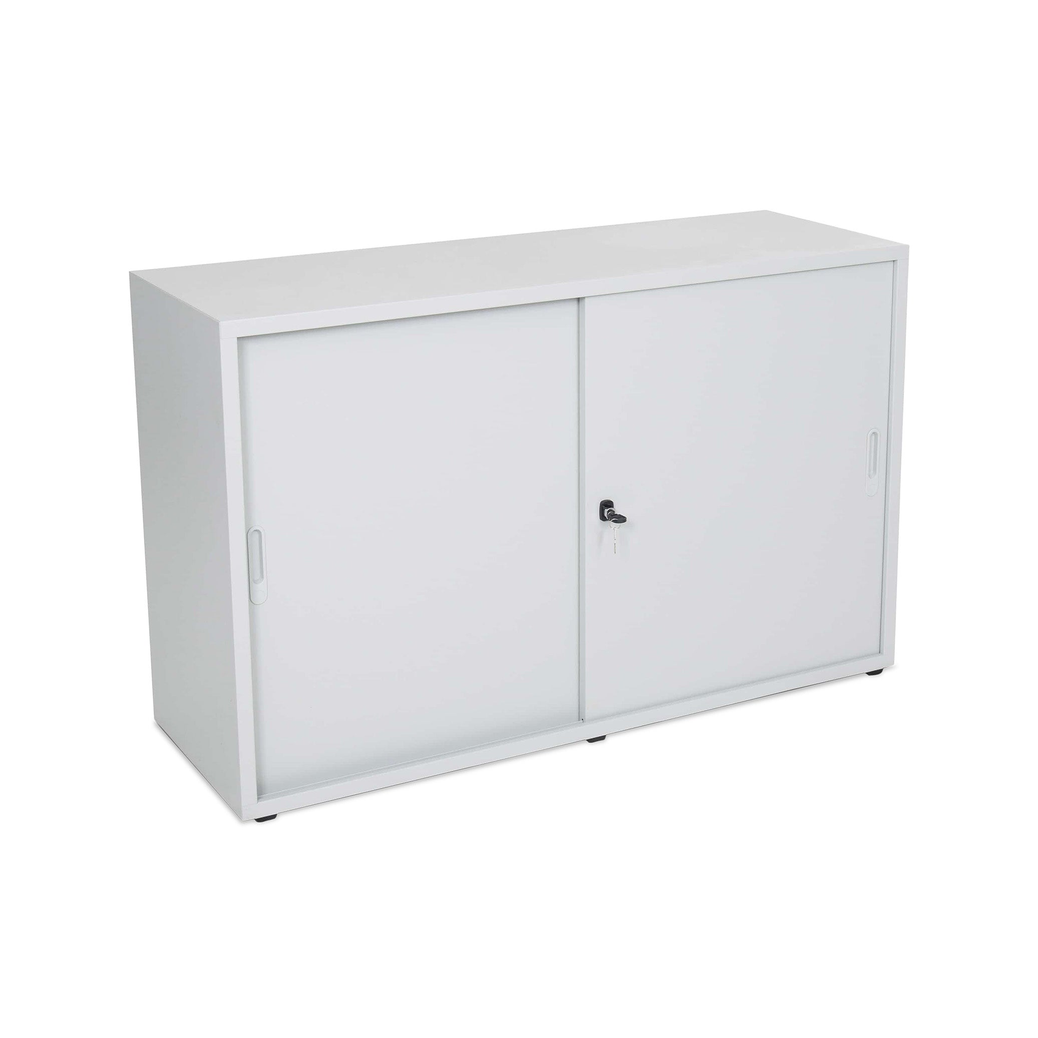 Kompakter Schiebetürenschrank 1200 × 420 × 750 mm, farbe lichtgrau / lichtgrau
