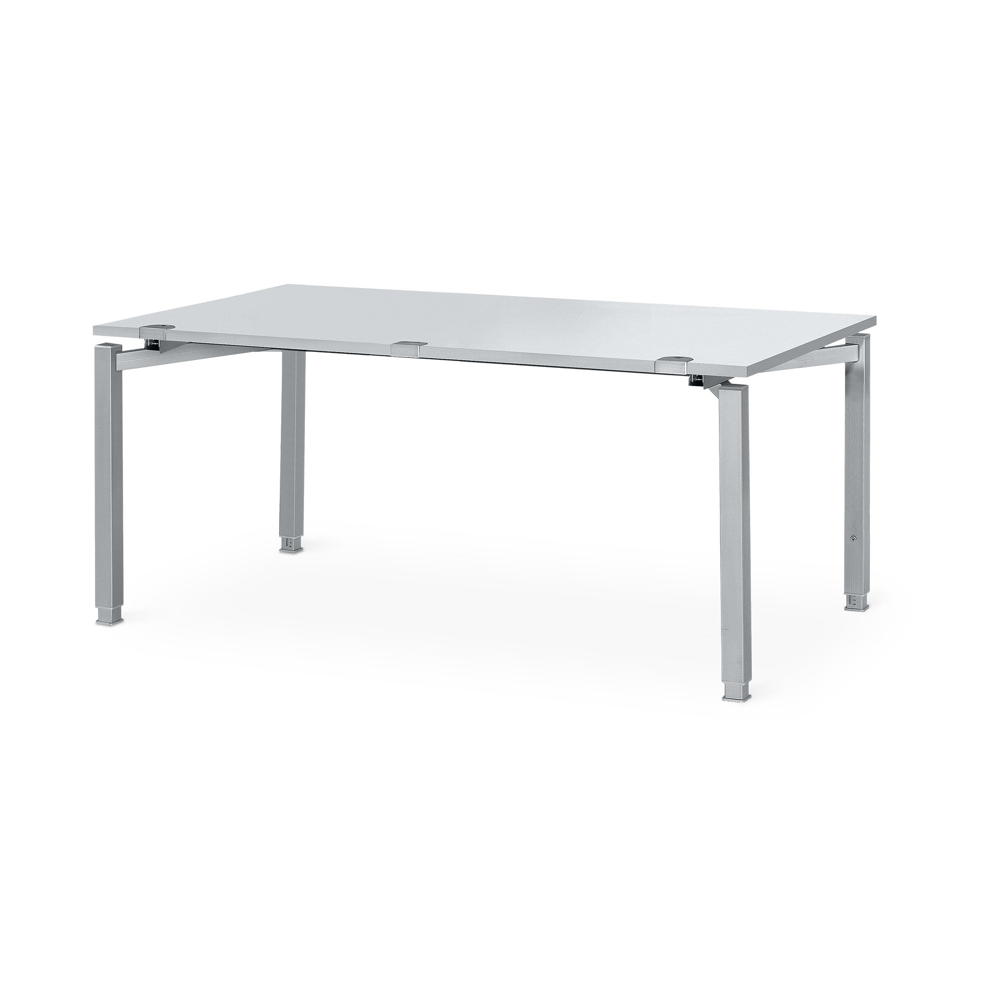 Stabiler Schreibtisch 1800 × 800 mm, manuell höhenverstellbar 680–820 mm, Dekor Weißaluminium / Grau