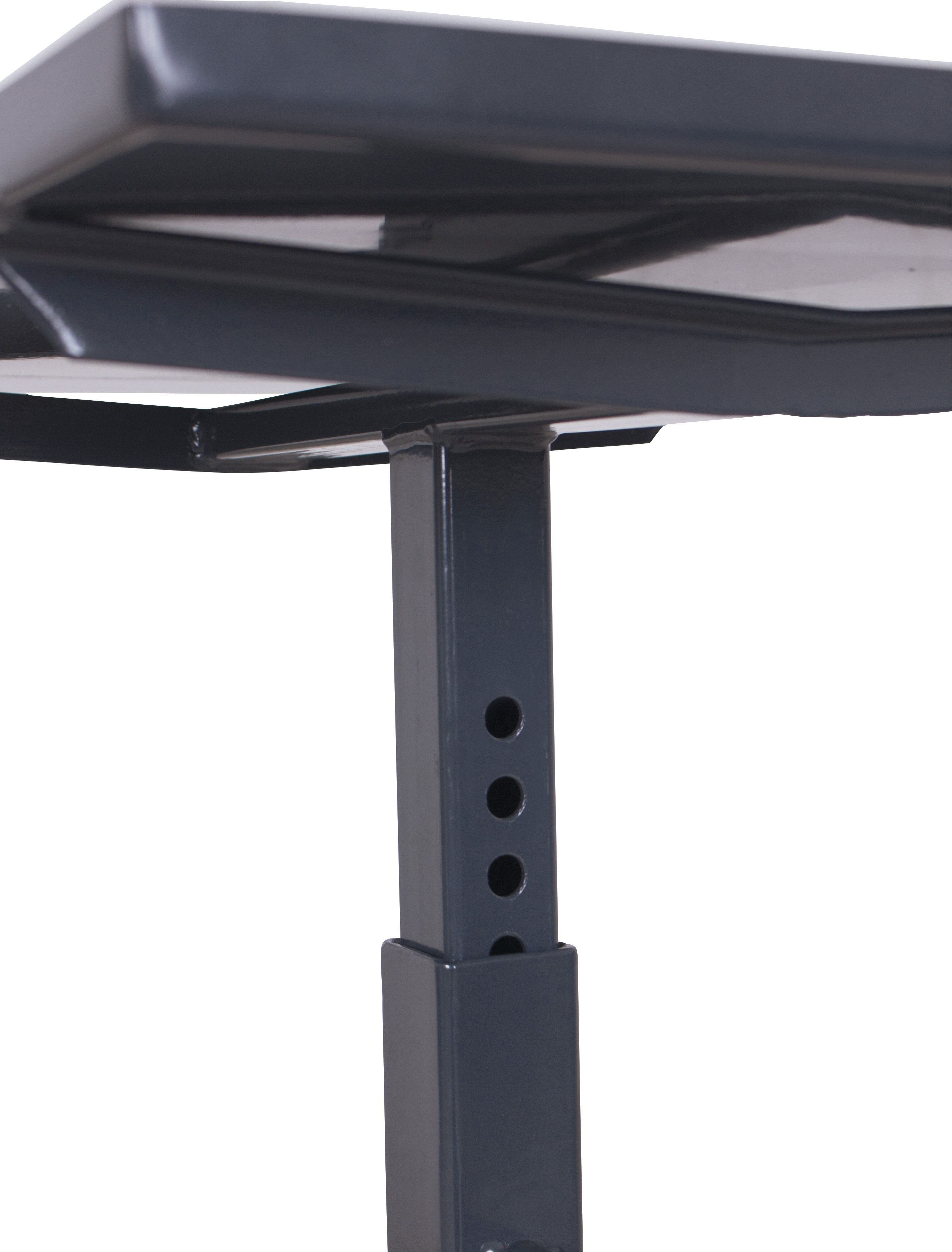 Kompakter ESD Materialständer 610 × 410 mm, höhenverstellbar für Kisten 600 × 400 mm, RAL 7024, ideal für ESD-Arbeitsplätze