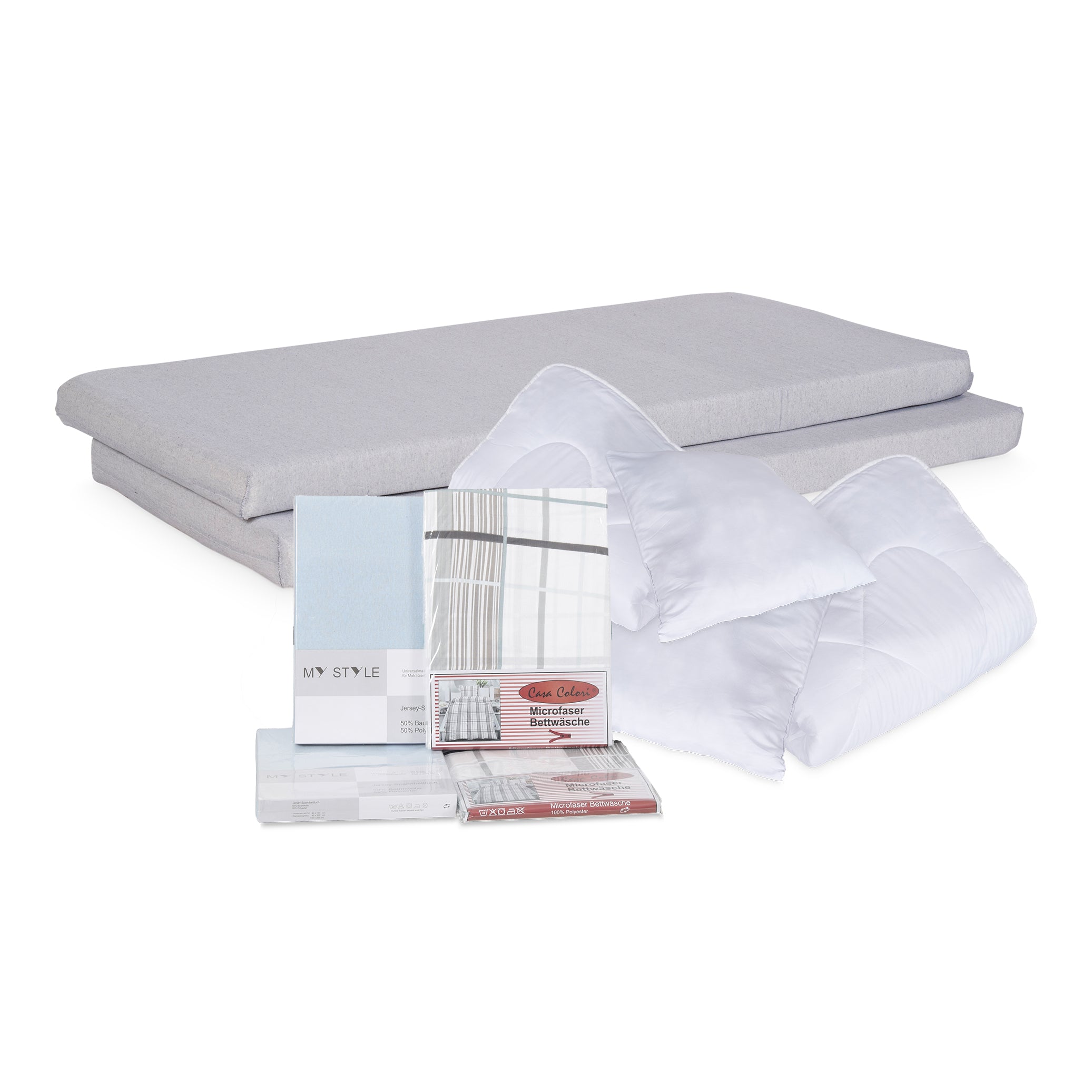 Komplett-Bettset für 2 Personen 190x80 cm – alles für erholsamen Schlaf inklusive Komplett-Bettset für 2 Personen 200x90 cm – pflegeleicht & komplett ausgestattet